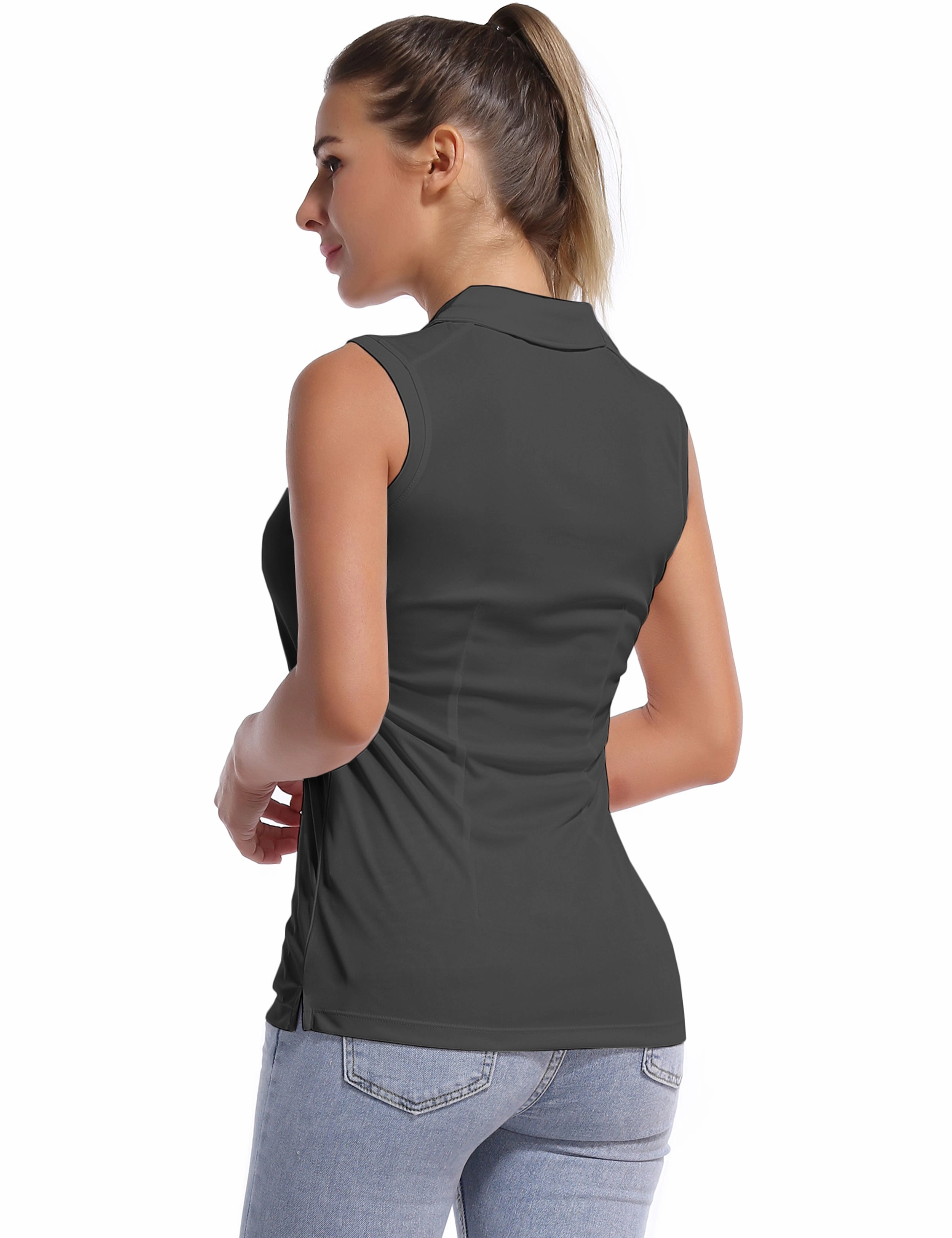 Sleeveless Slim Fit Polo Shirt shadowcharcoal_Tall Size