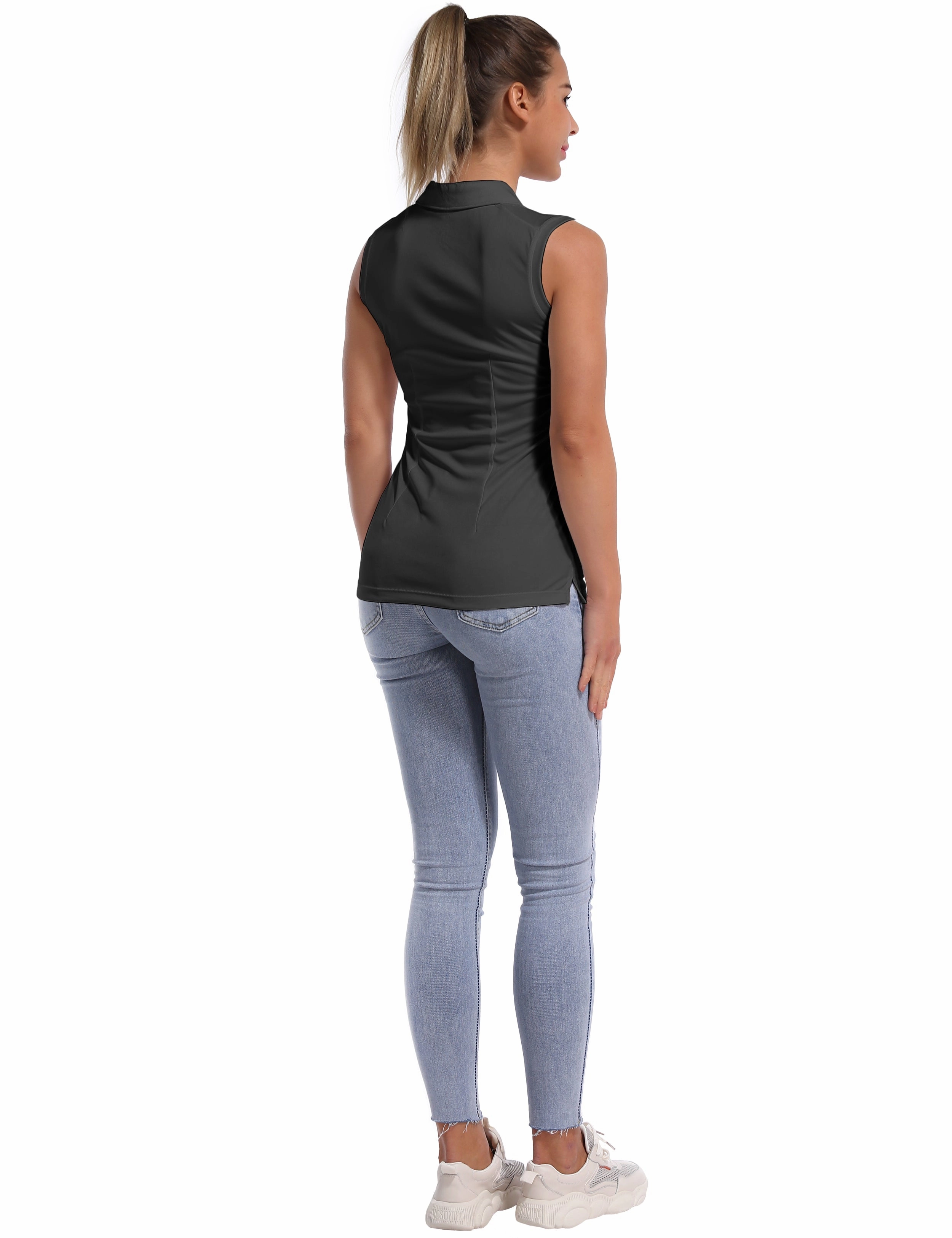 Sleeveless Slim Fit Polo Shirt shadowcharcoal_Tall Size