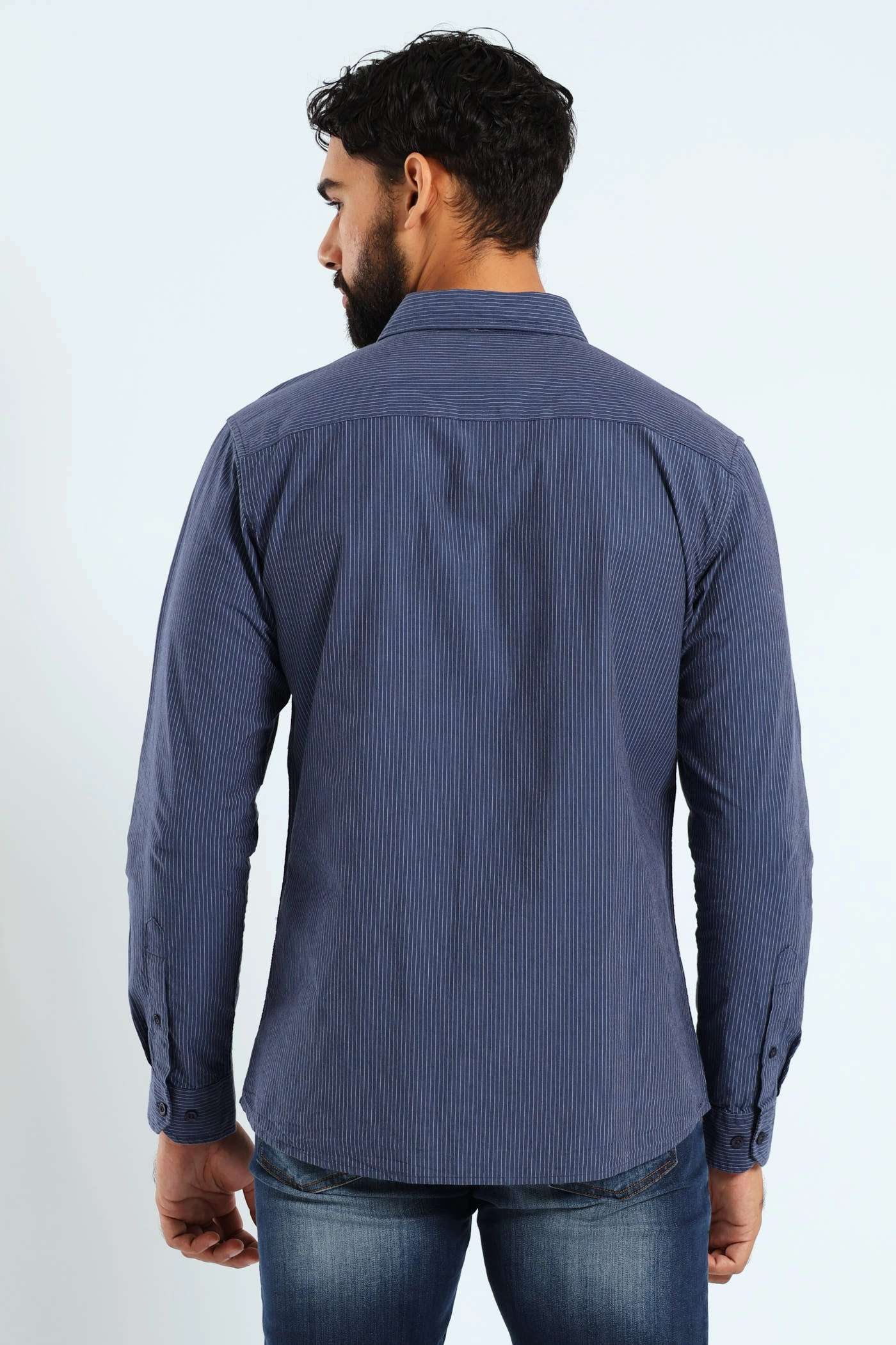 Soft Denim Stripe Shirt - Blue