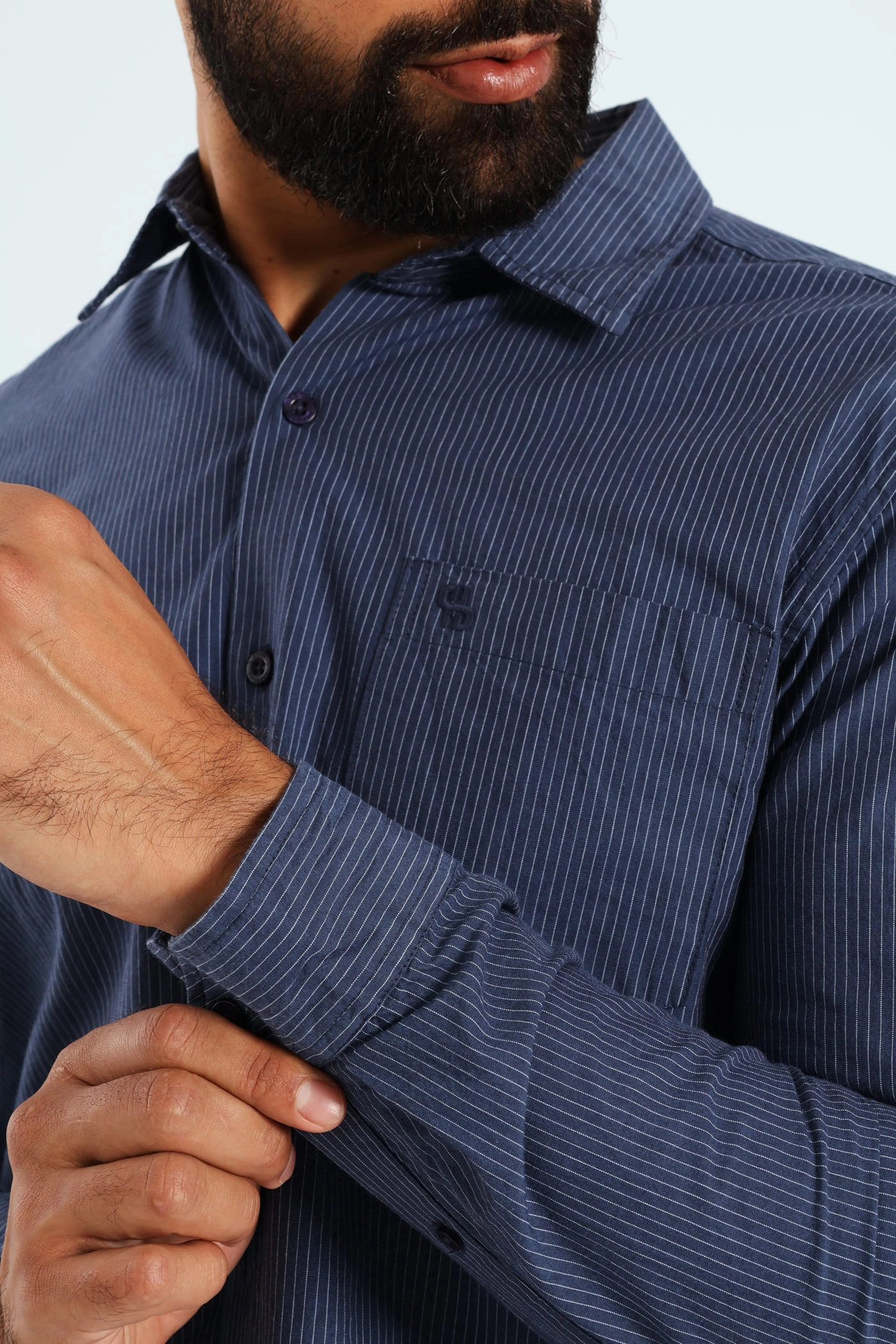 Soft Denim Stripe Shirt - Blue