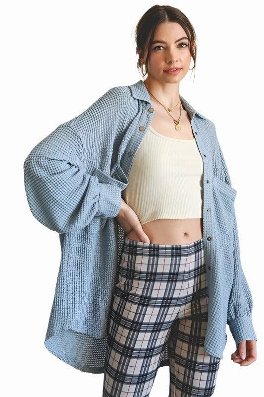 Soft Thermal Knit Shacket Top