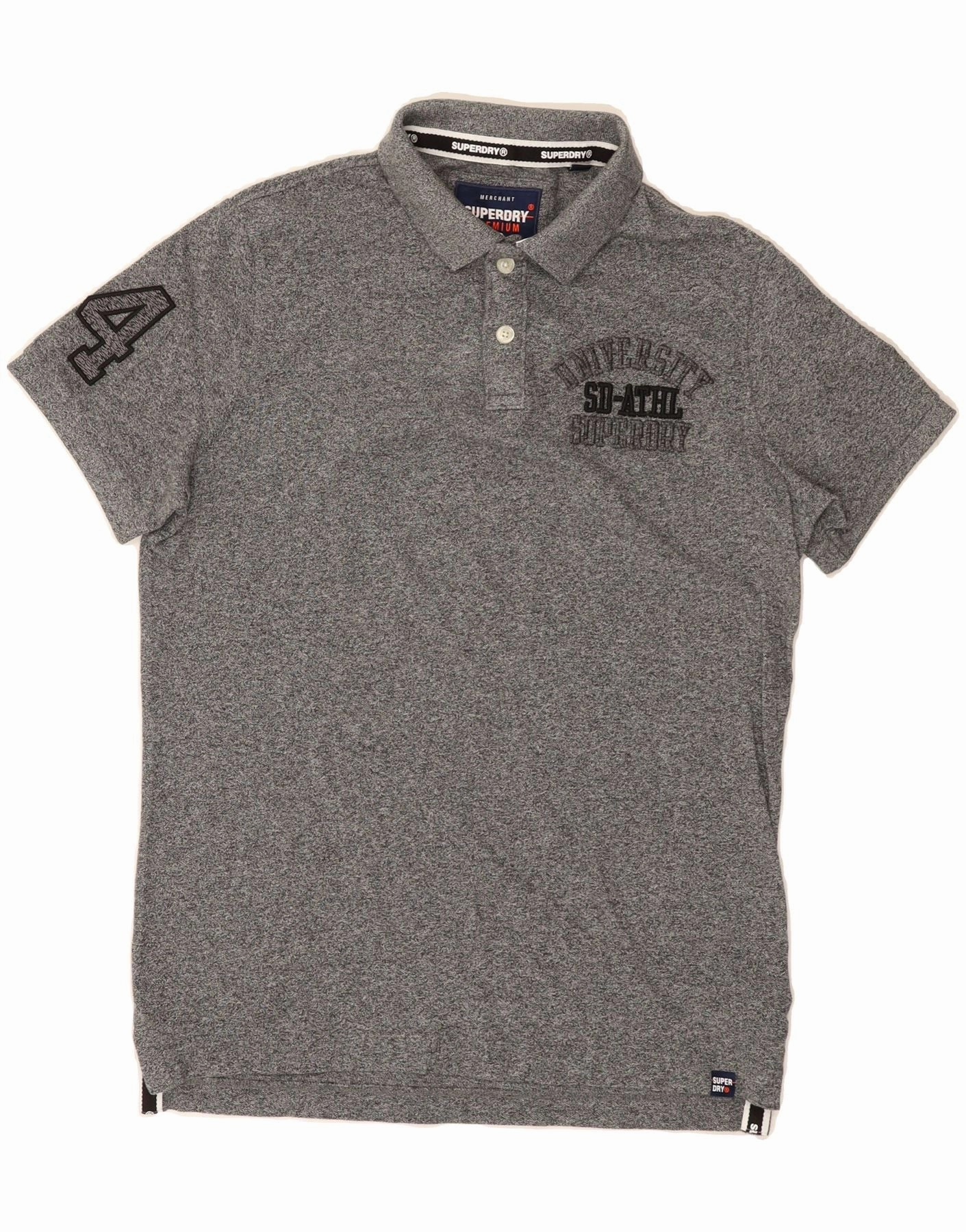 SUPERDRY Mens Graphic Polo Shirt XL Grey Cotton