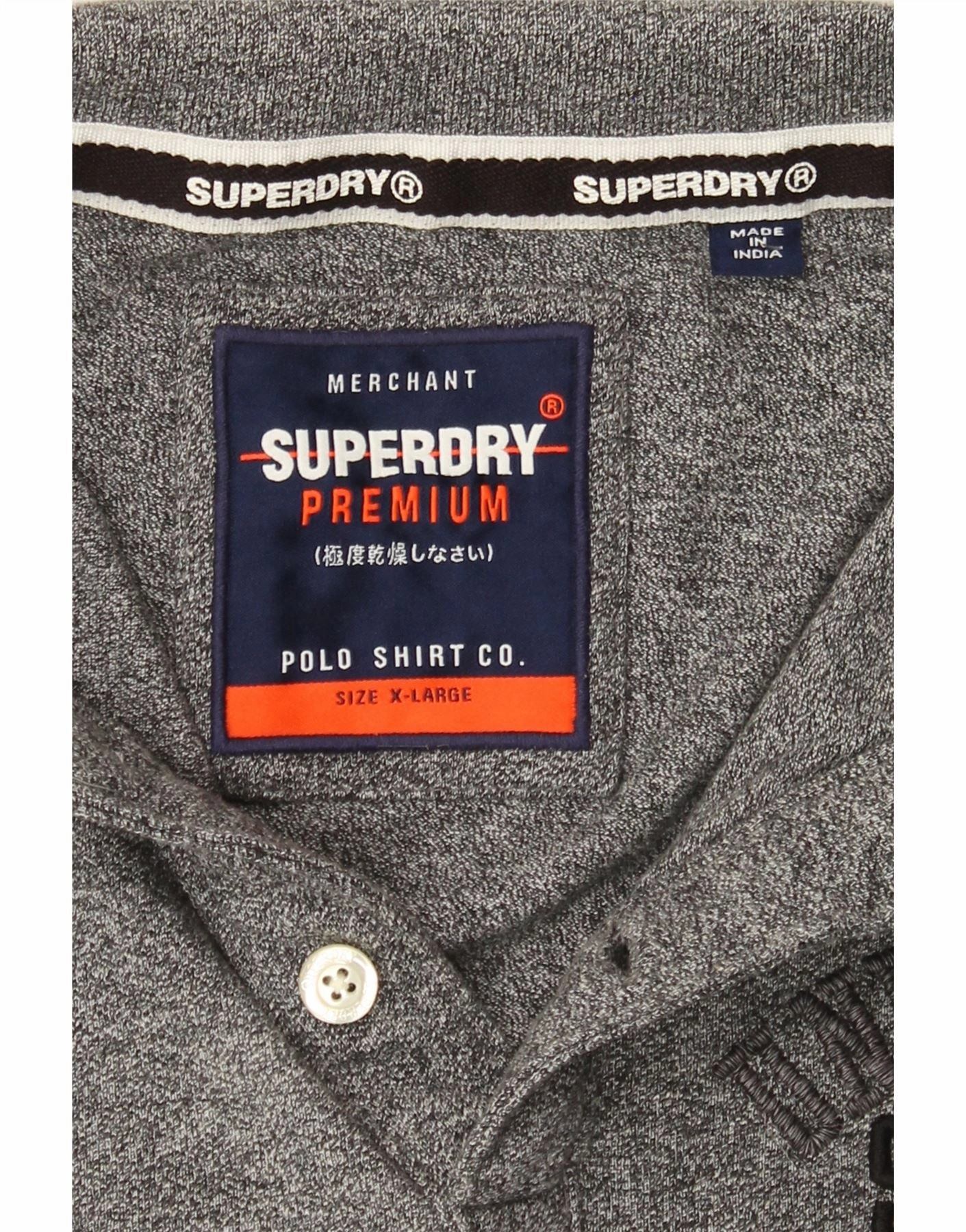 SUPERDRY Mens Graphic Polo Shirt XL Grey Cotton