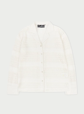 TEXTURED CROCHET SHIRT - OFF WHITE