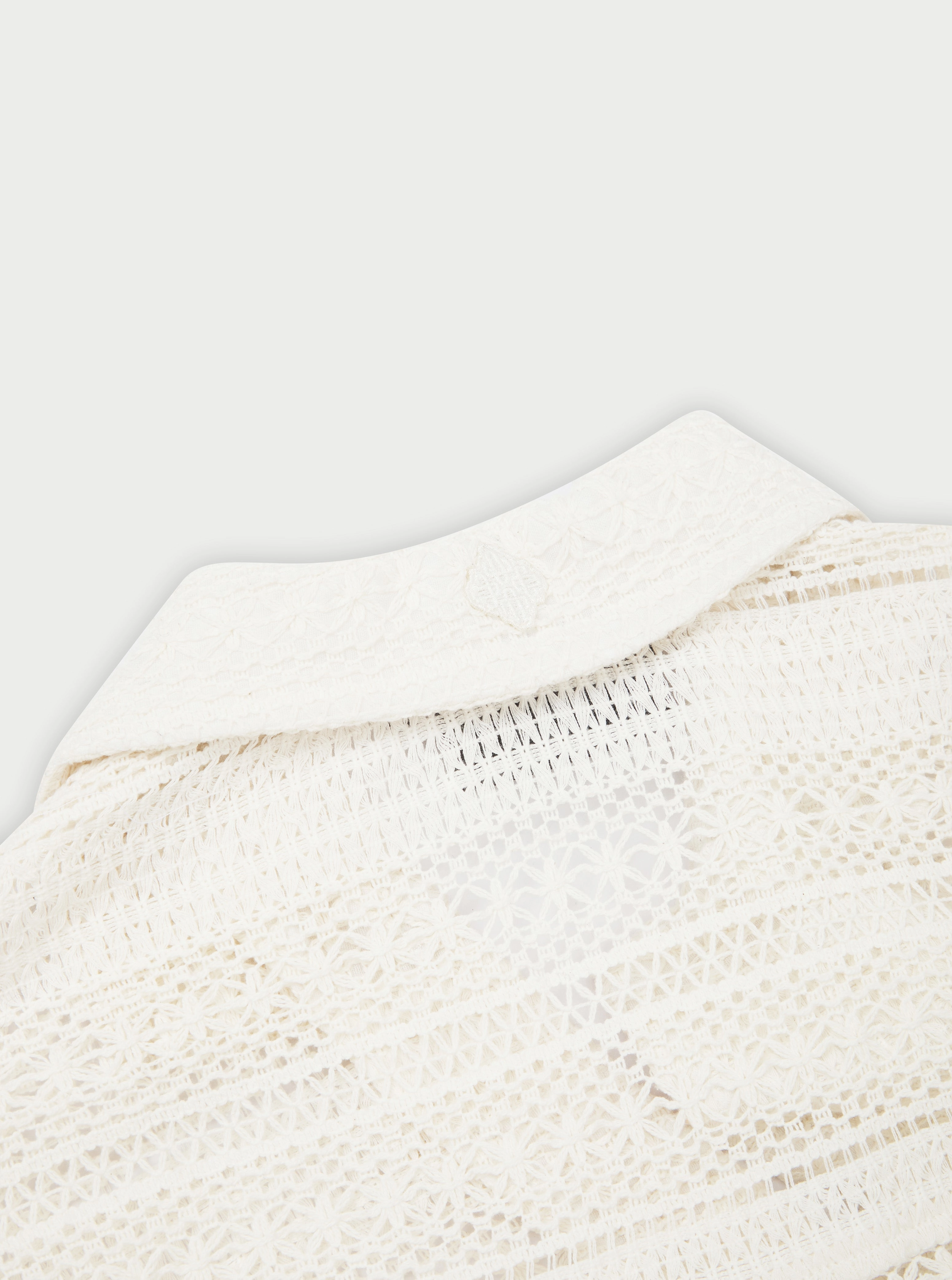 TEXTURED CROCHET SHIRT - OFF WHITE