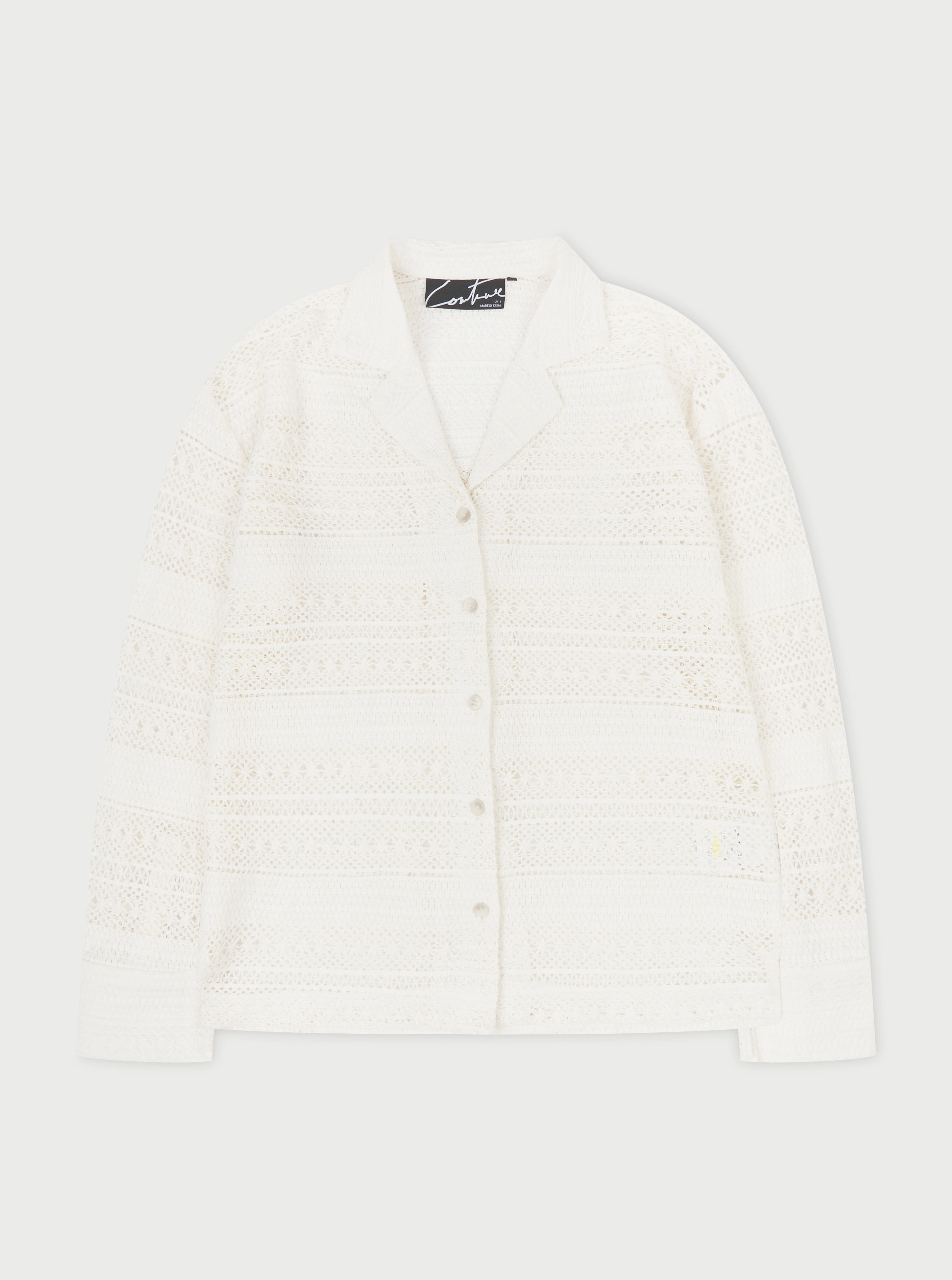 TEXTURED CROCHET SHIRT - OFF WHITE