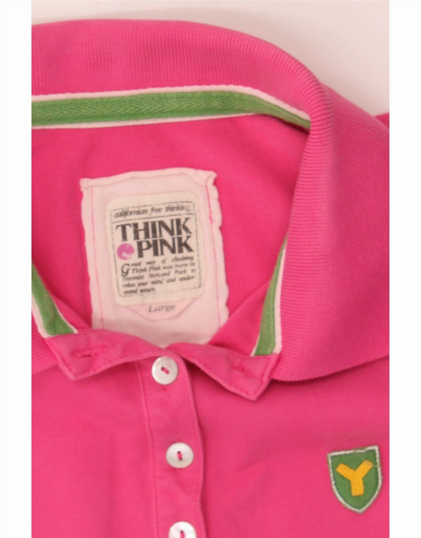 THINK PINK Womens Polo Shirt UK 14 Large Pink Cotton