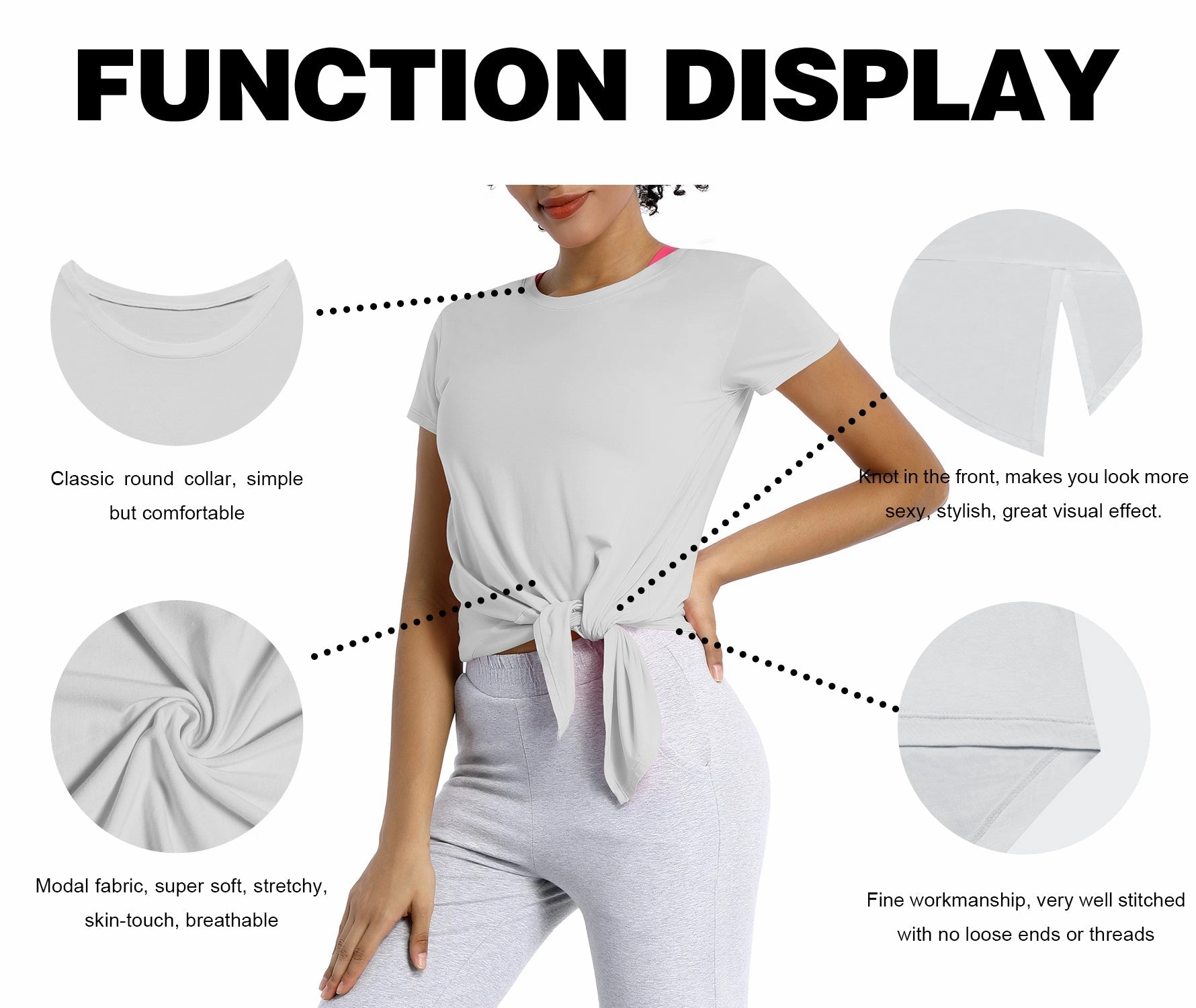 Tie Up Crop Top Short Sleeve T-Shirt lightgray_Golf