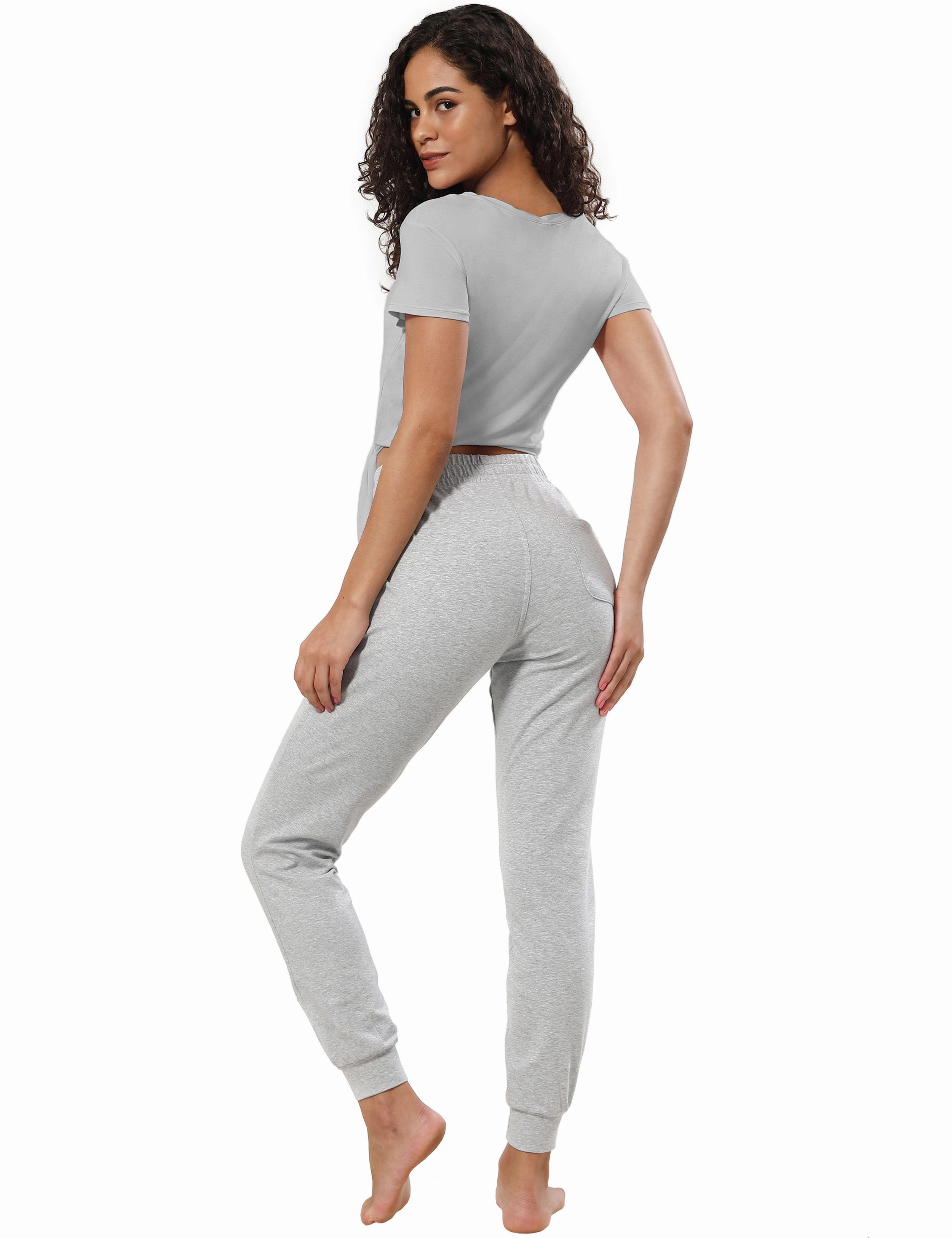Tie Up Crop Top Short Sleeve T-Shirt lightgray_Golf