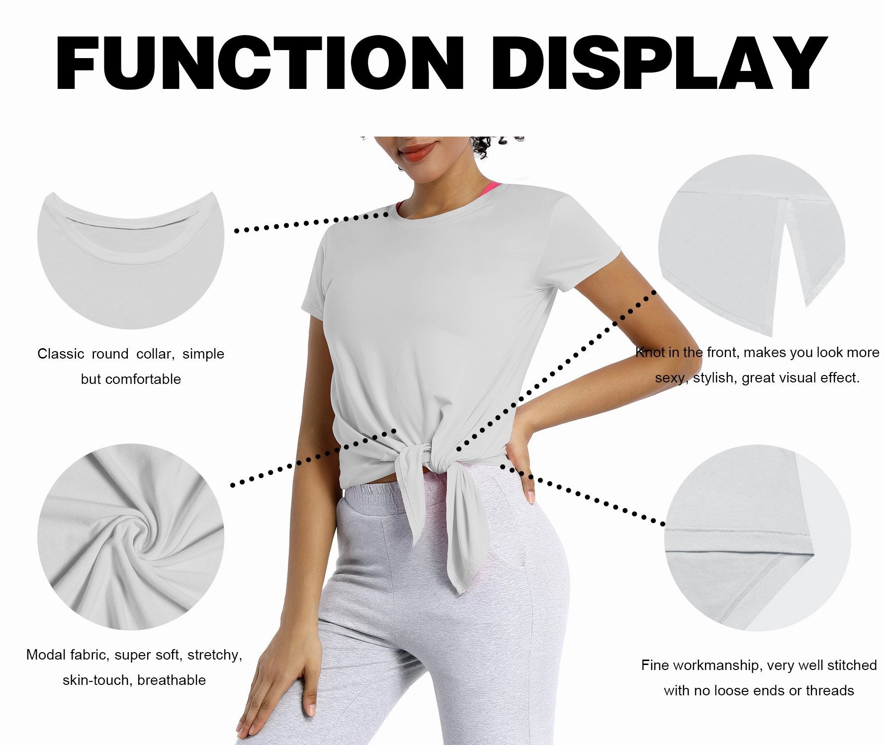 Tie Up Crop Top Short Sleeve T-Shirt lightgray ins_Golf