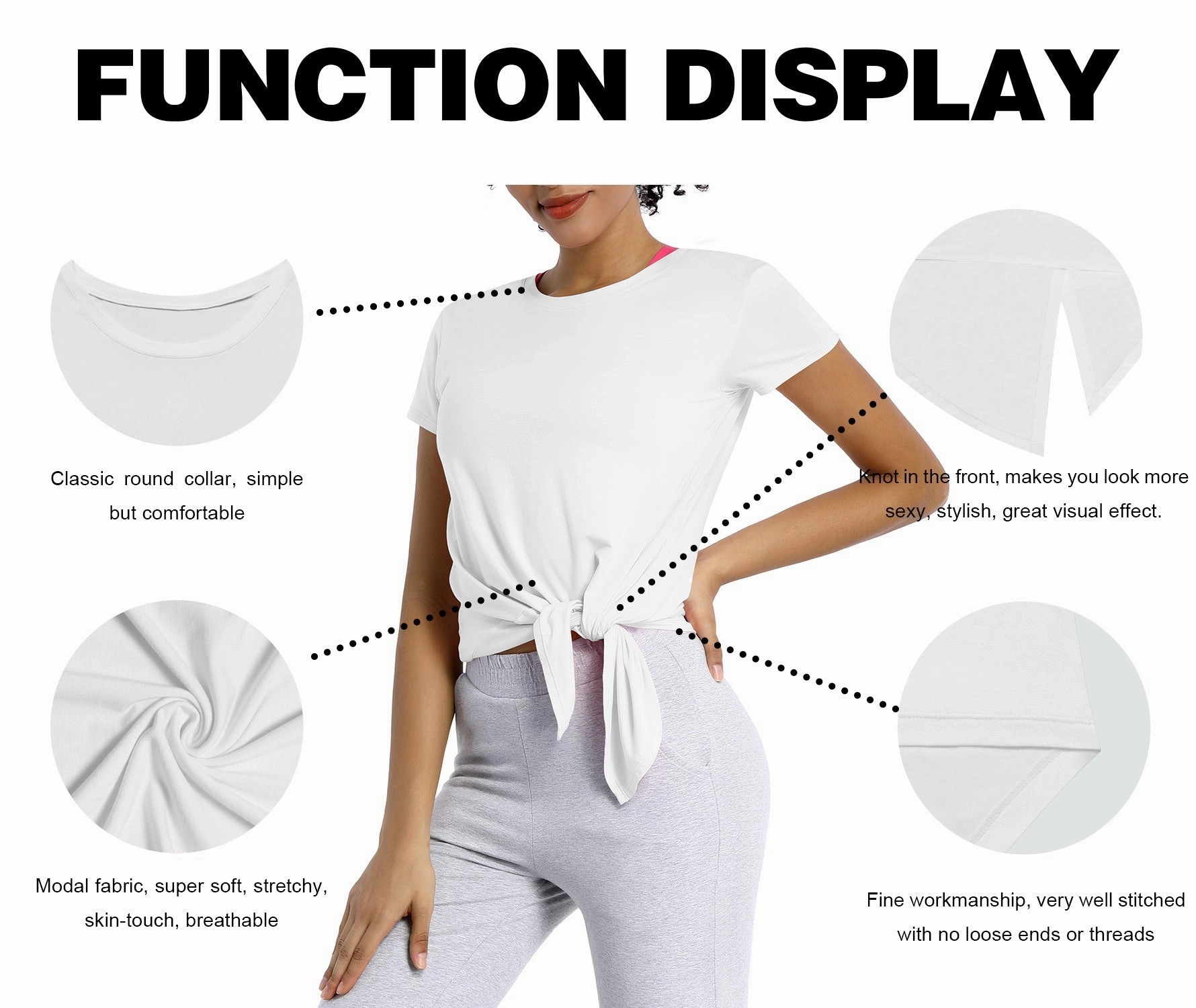 Tie Up Crop Top Short Sleeve T-Shirt white_Golf