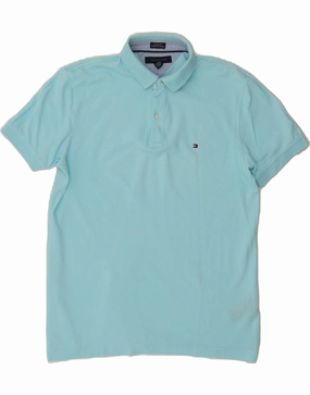 TOMMY HILFIGER Mens Custom Fit Polo Shirt Large Blue Cotton