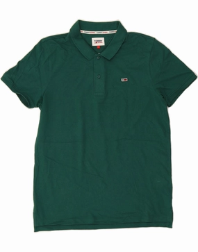 TOMMY HILFIGER Mens Polo Shirt Large Green Cotton