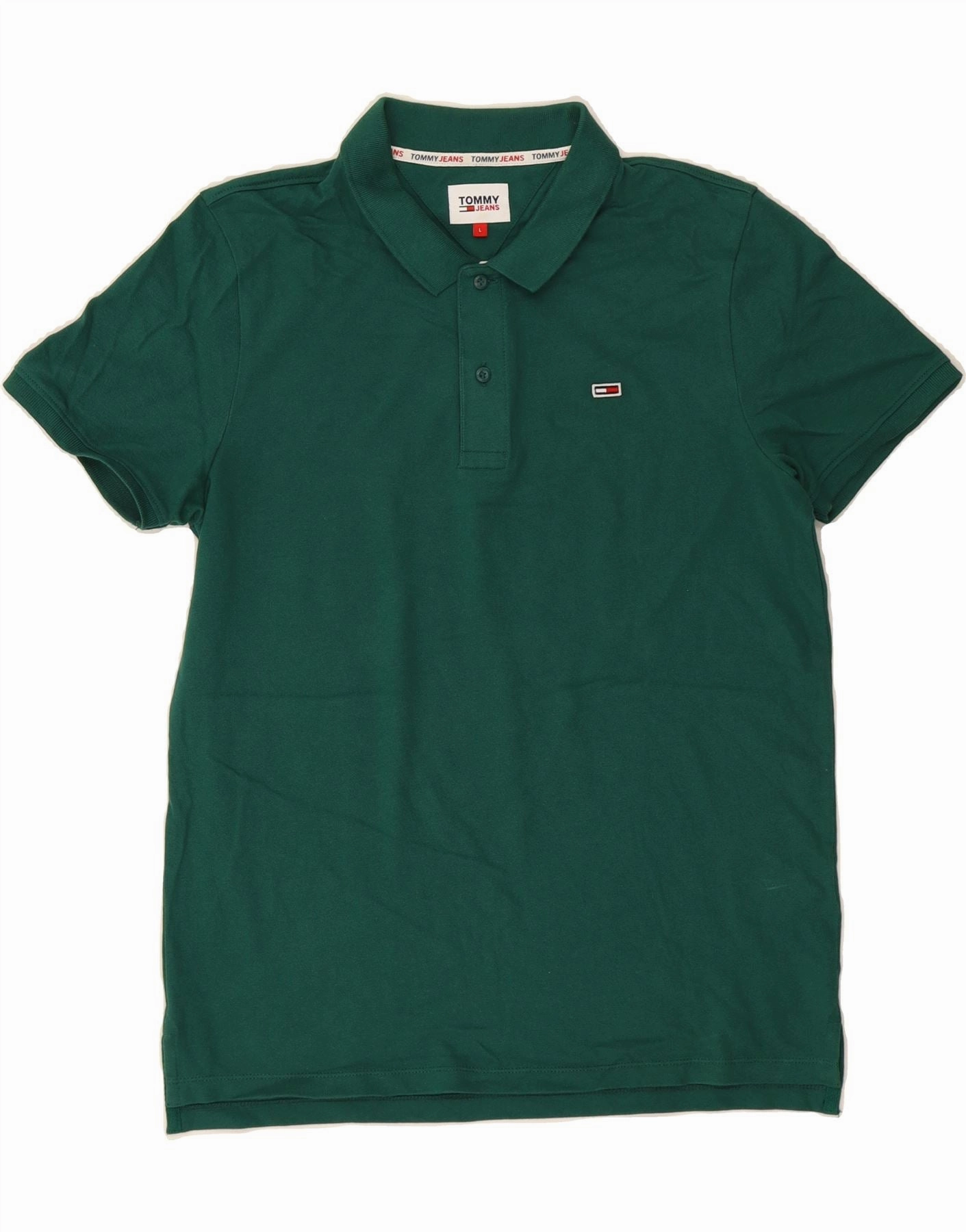 TOMMY HILFIGER Mens Polo Shirt Large Green Cotton