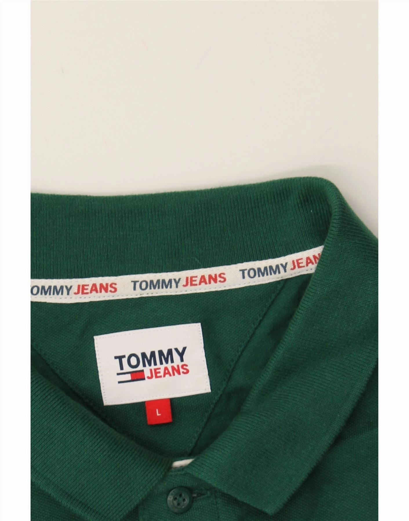 TOMMY HILFIGER Mens Polo Shirt Large Green Cotton