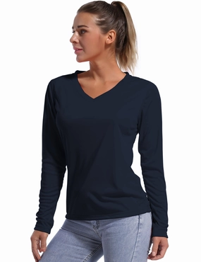 V Neck Long Sleeve Athletic Shirts darknavy_Golf