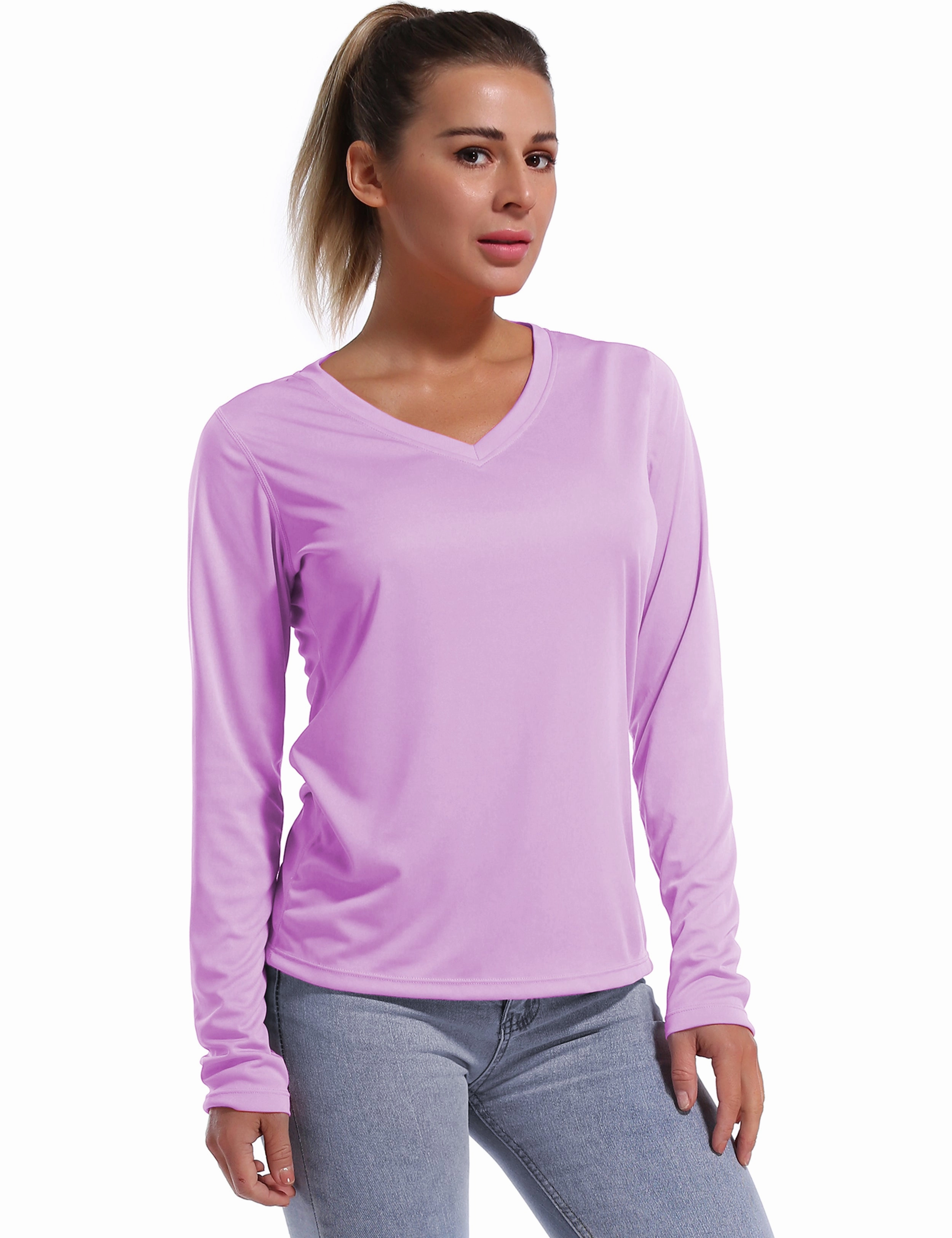 V Neck Long Sleeve Athletic Shirts purple_Golf