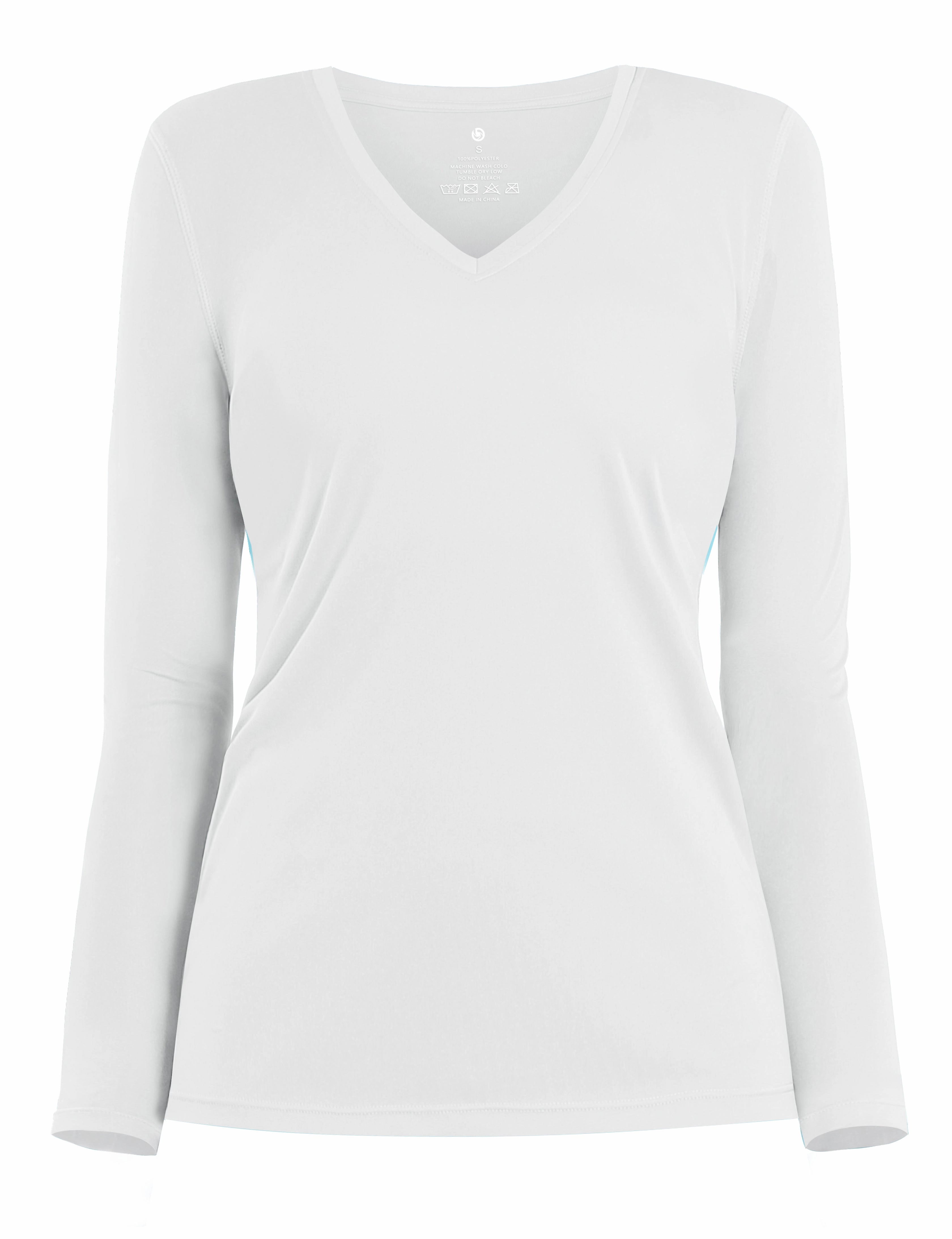 V Neck Long Sleeve Athletic Shirts white_Pilates
