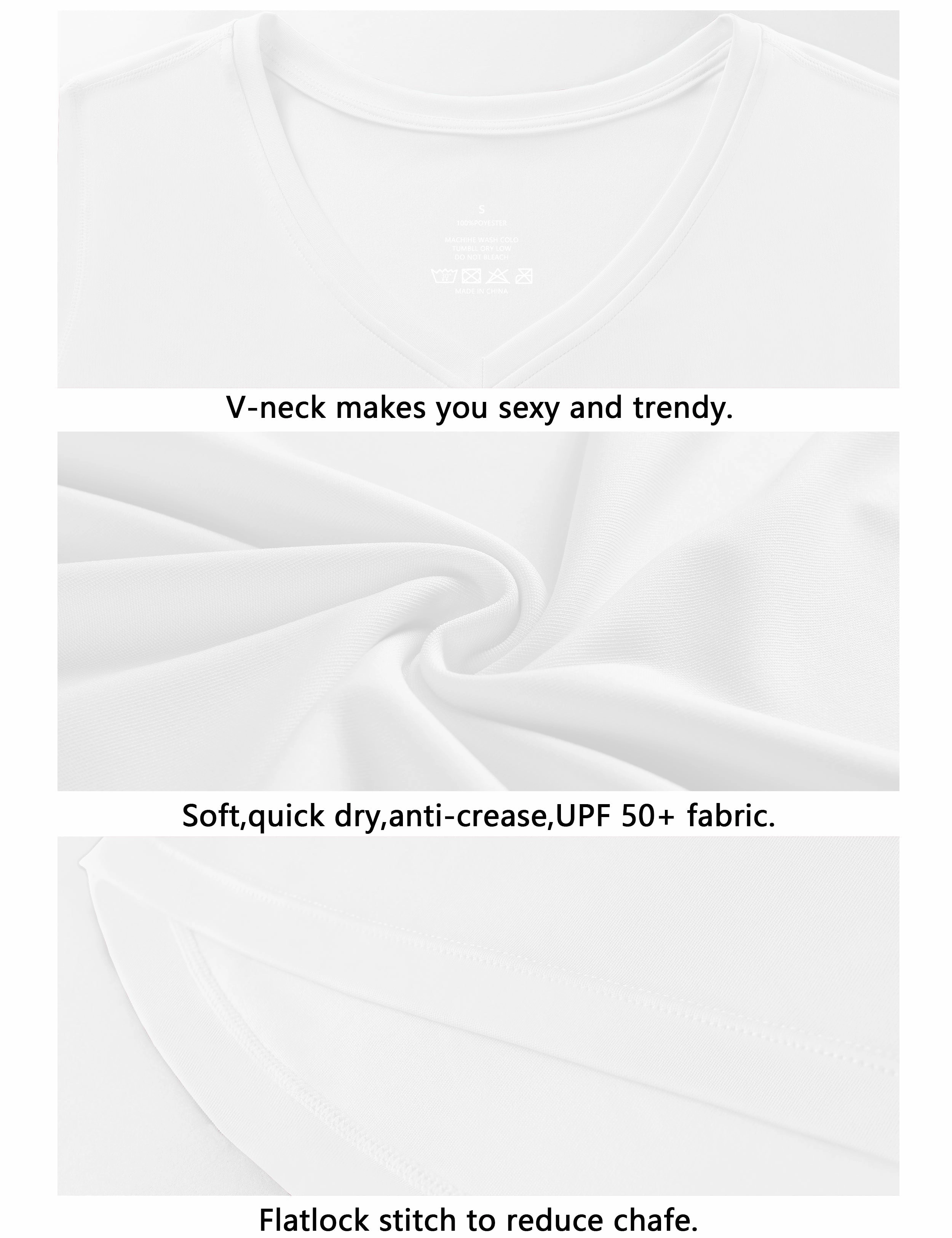 V Neck Long Sleeve Athletic Shirts white_Plus Size