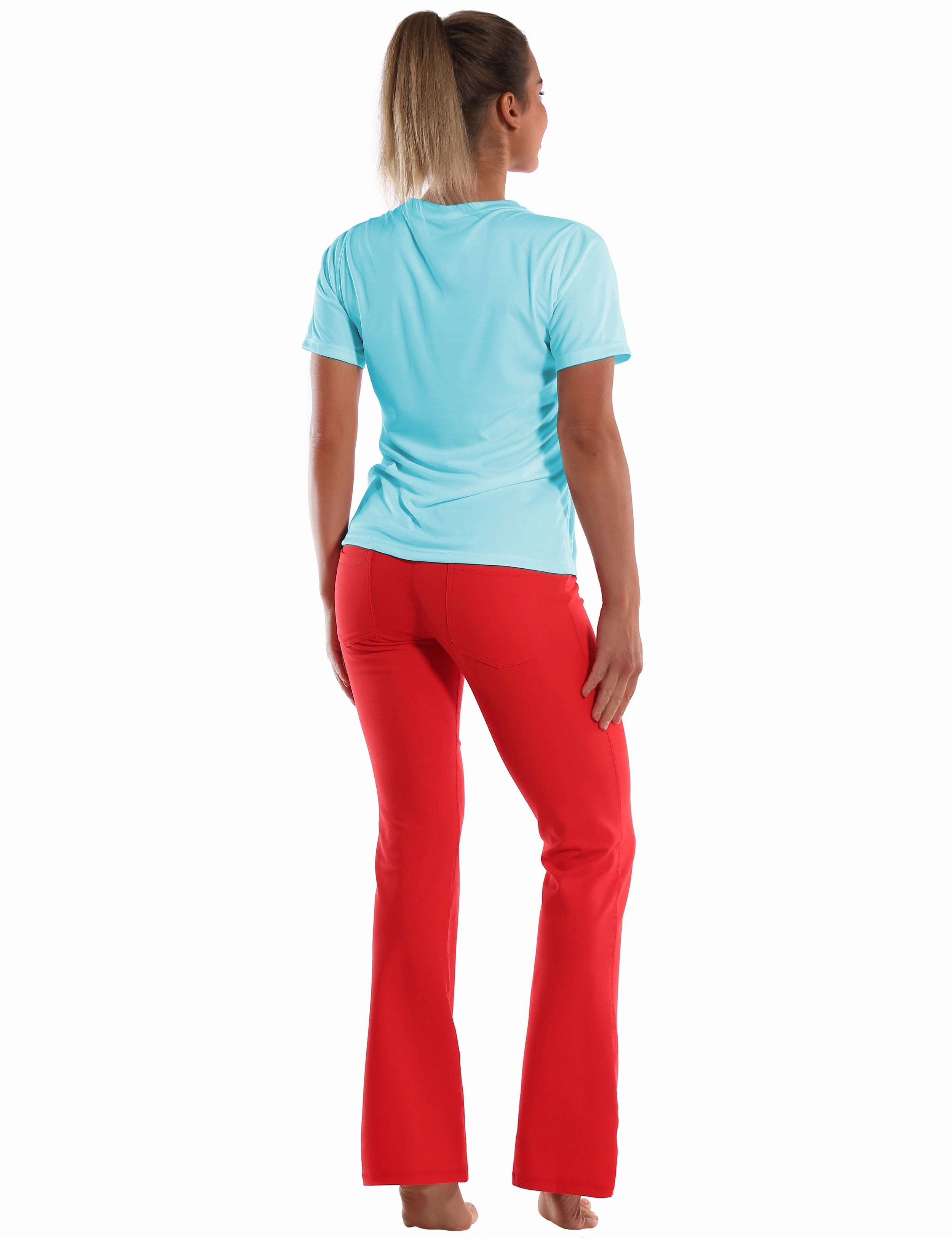 V-Neck Short Sleeve Athletic Shirts blue_Biking
