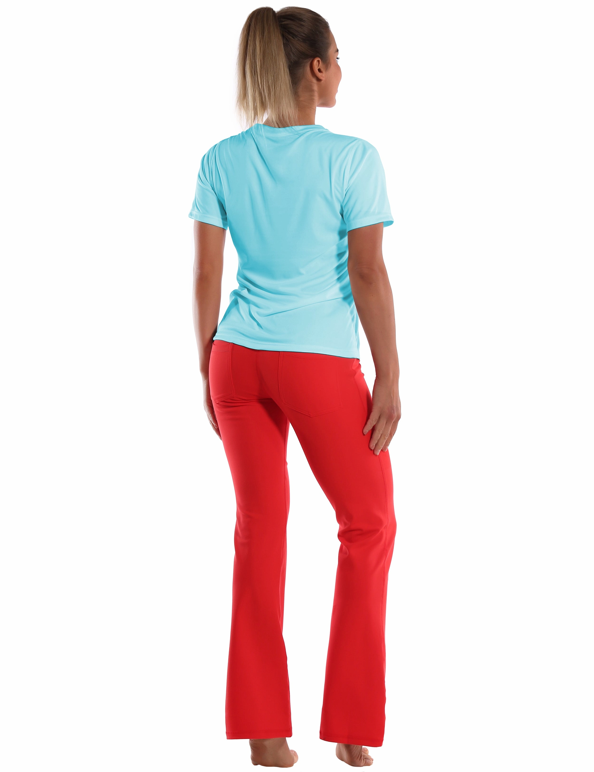 V-Neck Short Sleeve Athletic Shirts blue_Jogging