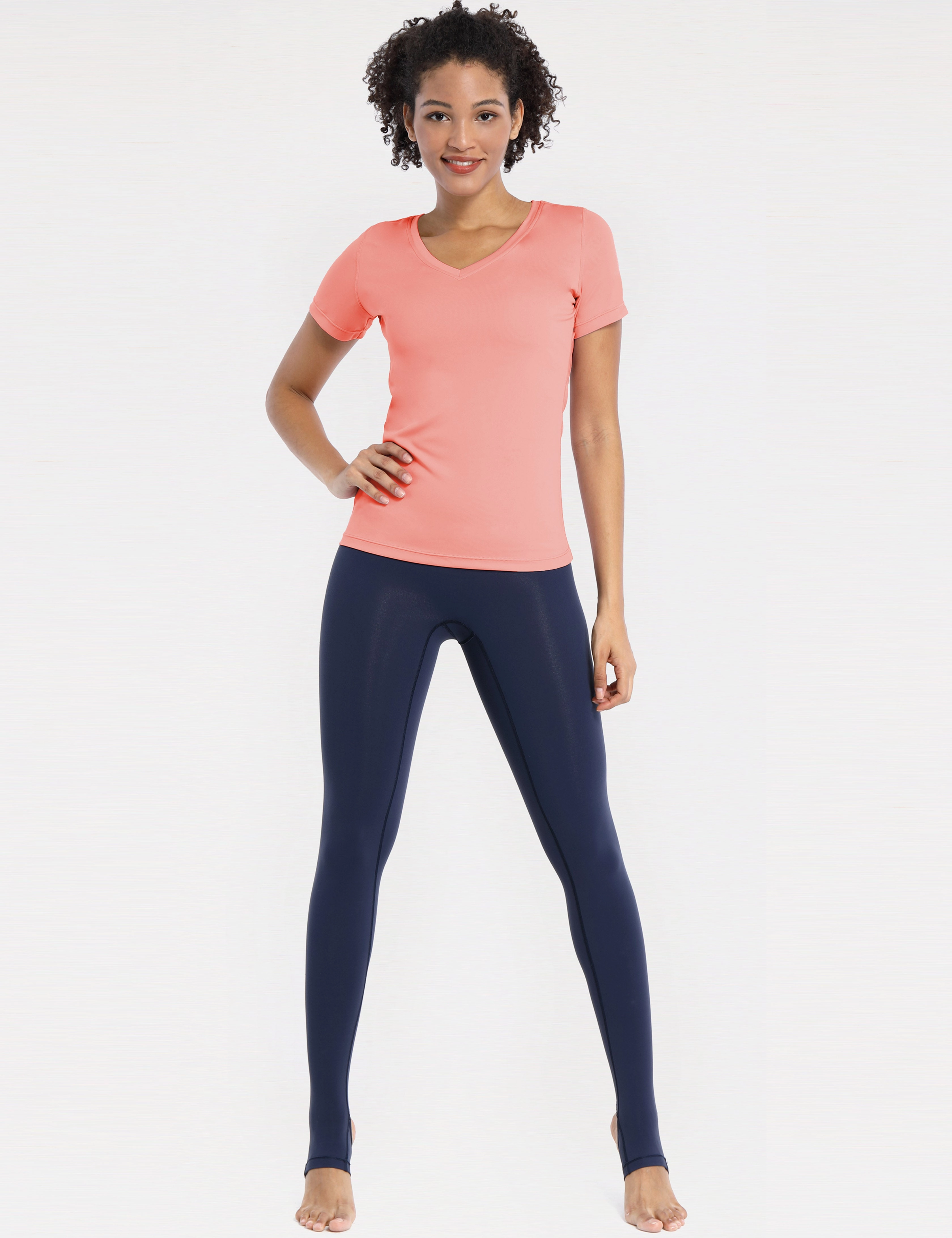 V-Neck Short Sleeve Athletic Shirts coral_Golf