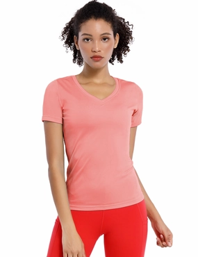 V-Neck Short Sleeve Athletic Shirts coral_Tall Size