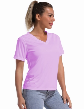 V-Neck Short Sleeve Athletic Shirts purple_Jogging