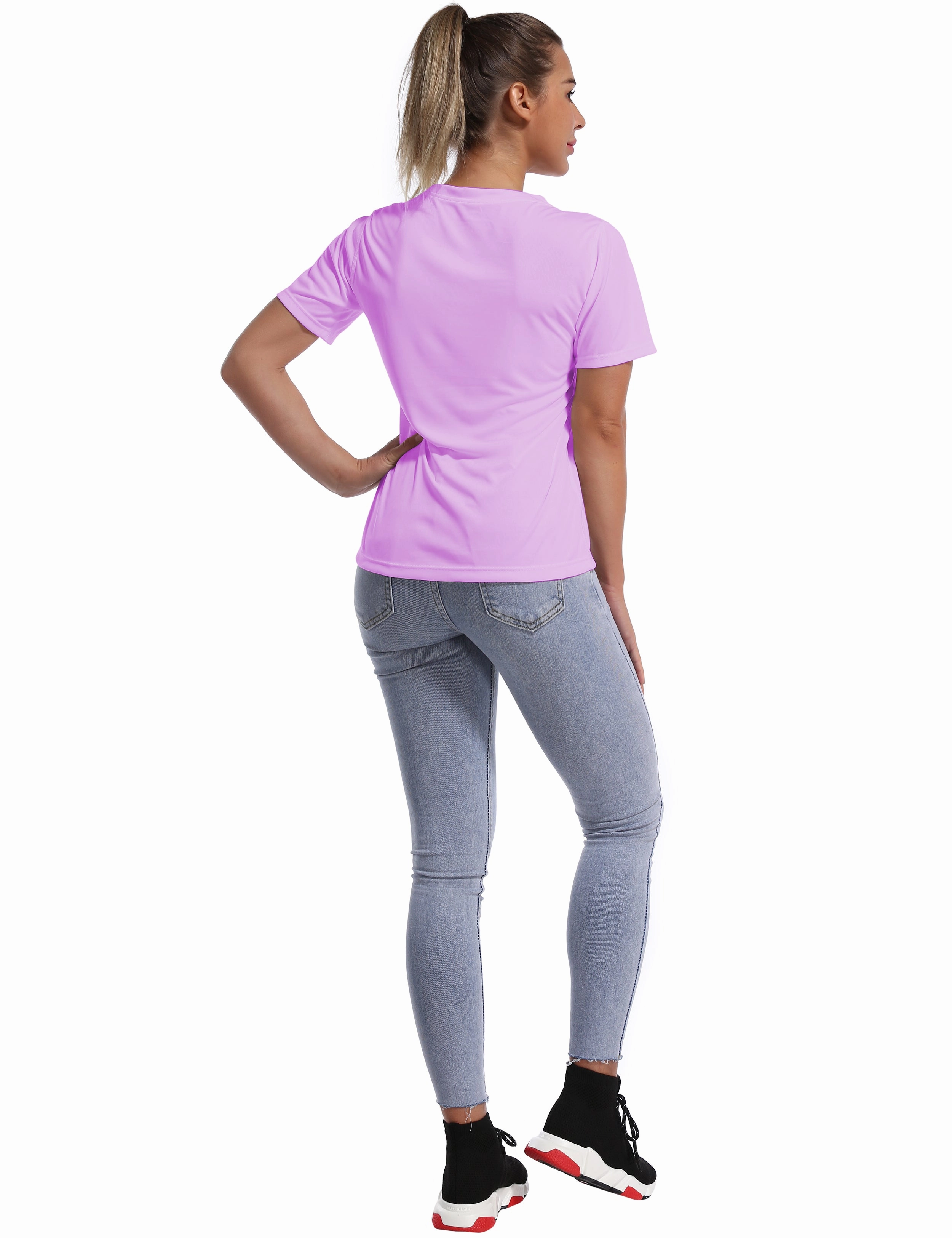 V-Neck Short Sleeve Athletic Shirts purple_Tall Size
