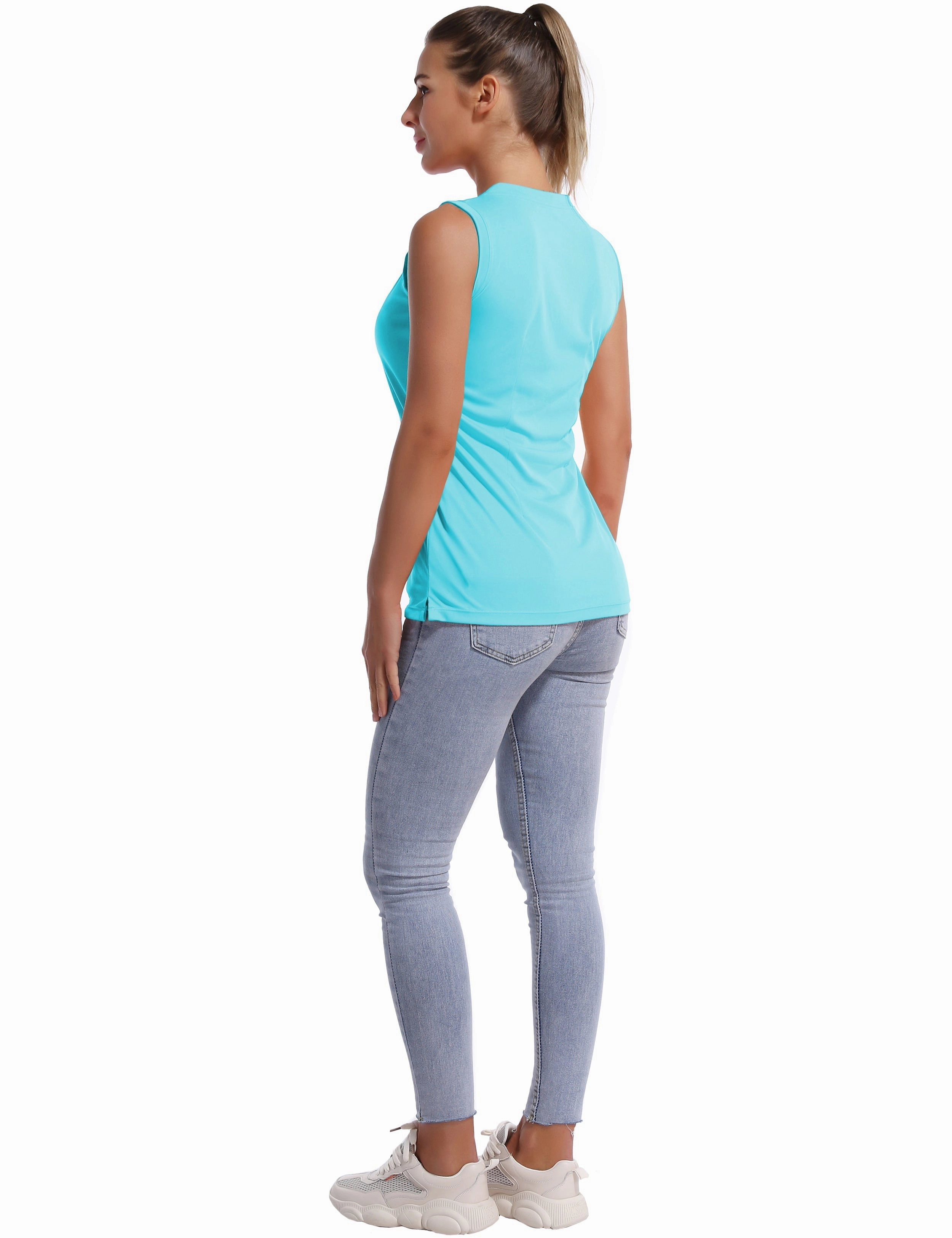 V Neck Sleeveless Athletic Shirts blue_Tall Size