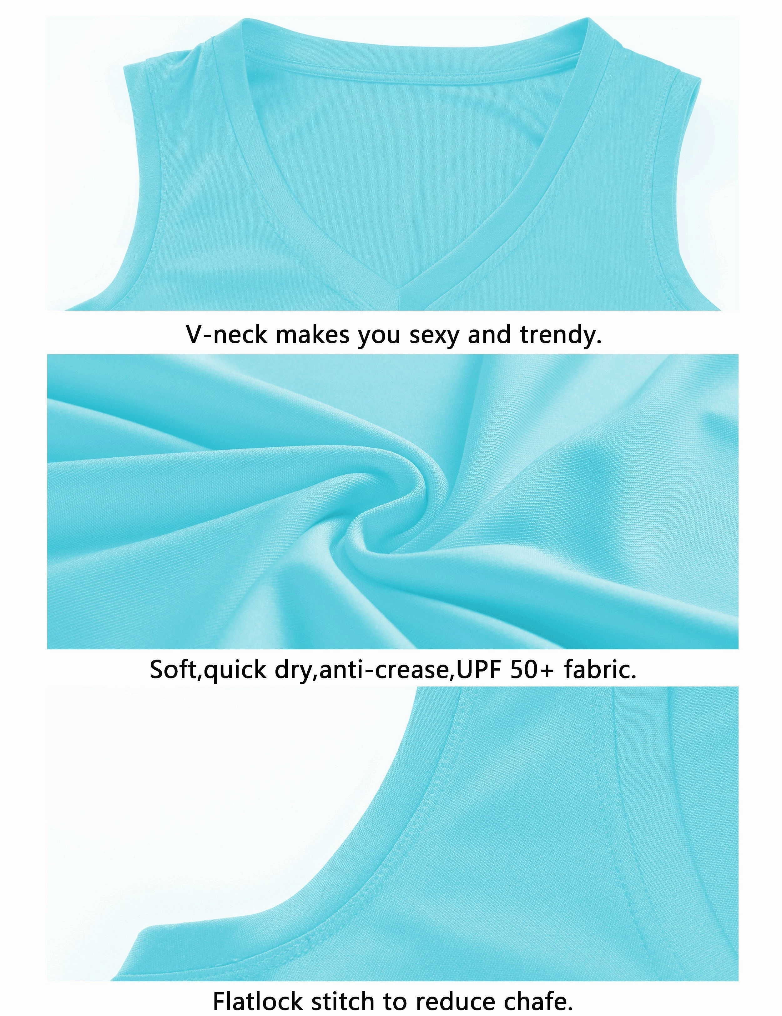 V Neck Sleeveless Athletic Shirts blue_yogastudio