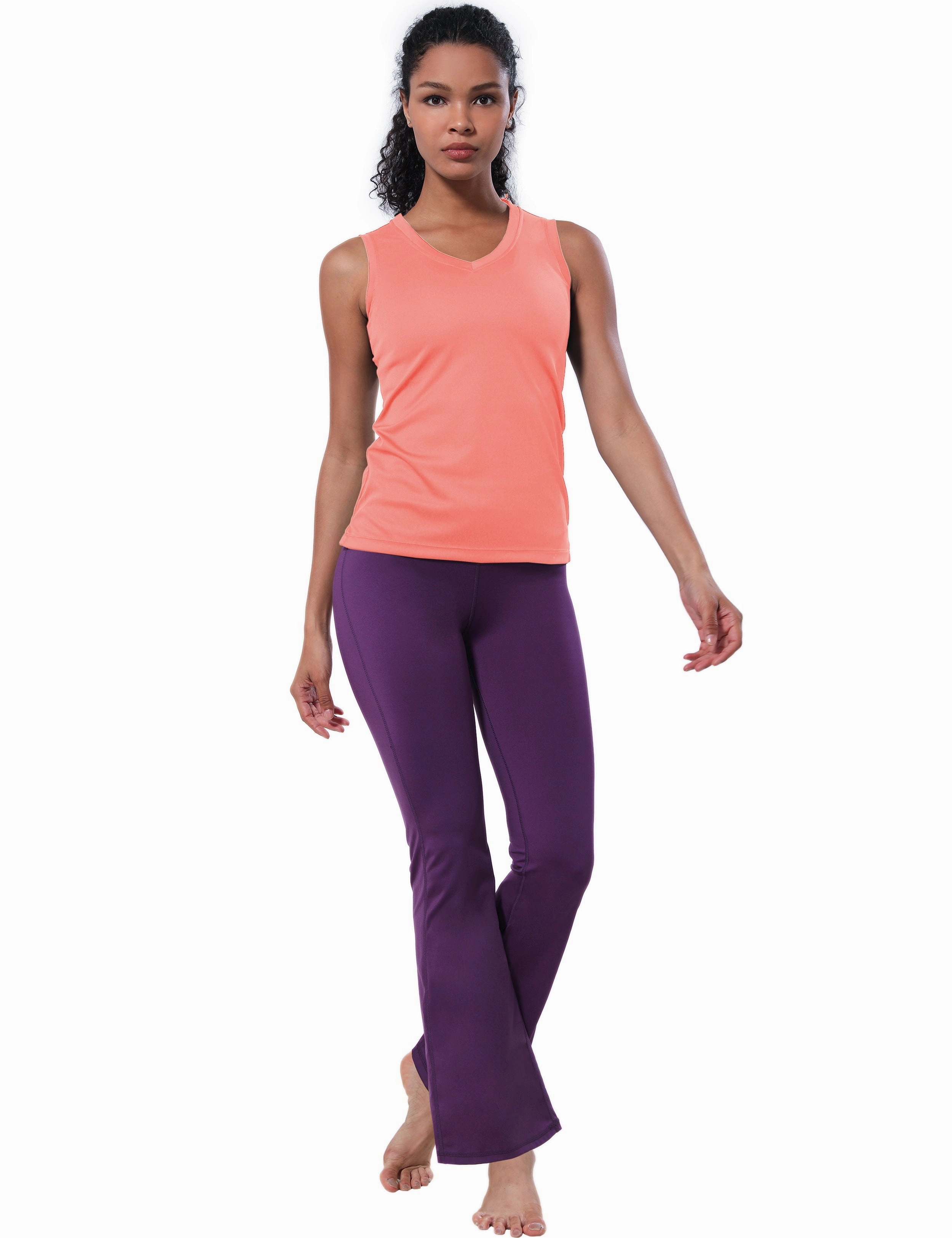 V Neck Sleeveless Athletic Shirts coral_Biking