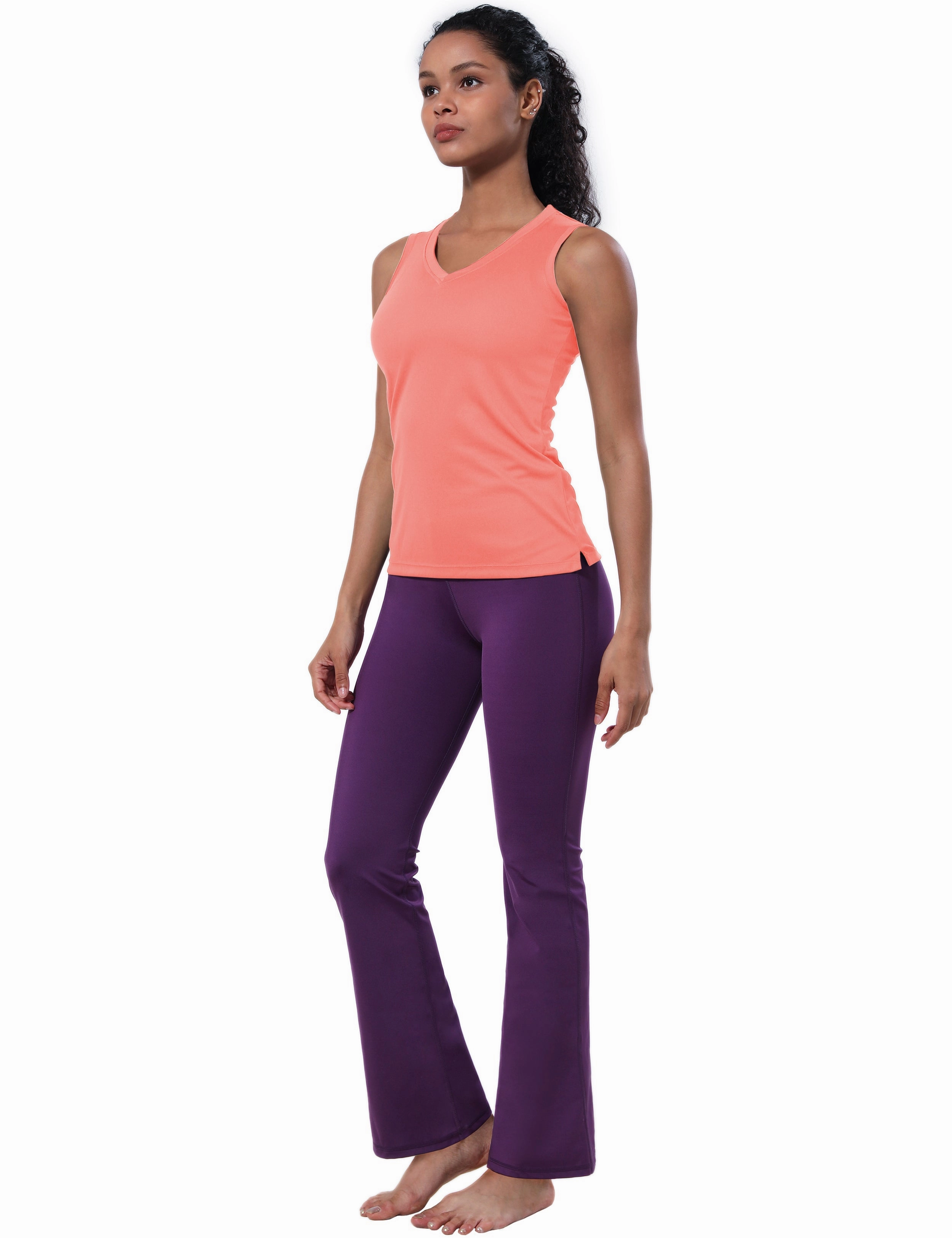V Neck Sleeveless Athletic Shirts coral_Biking