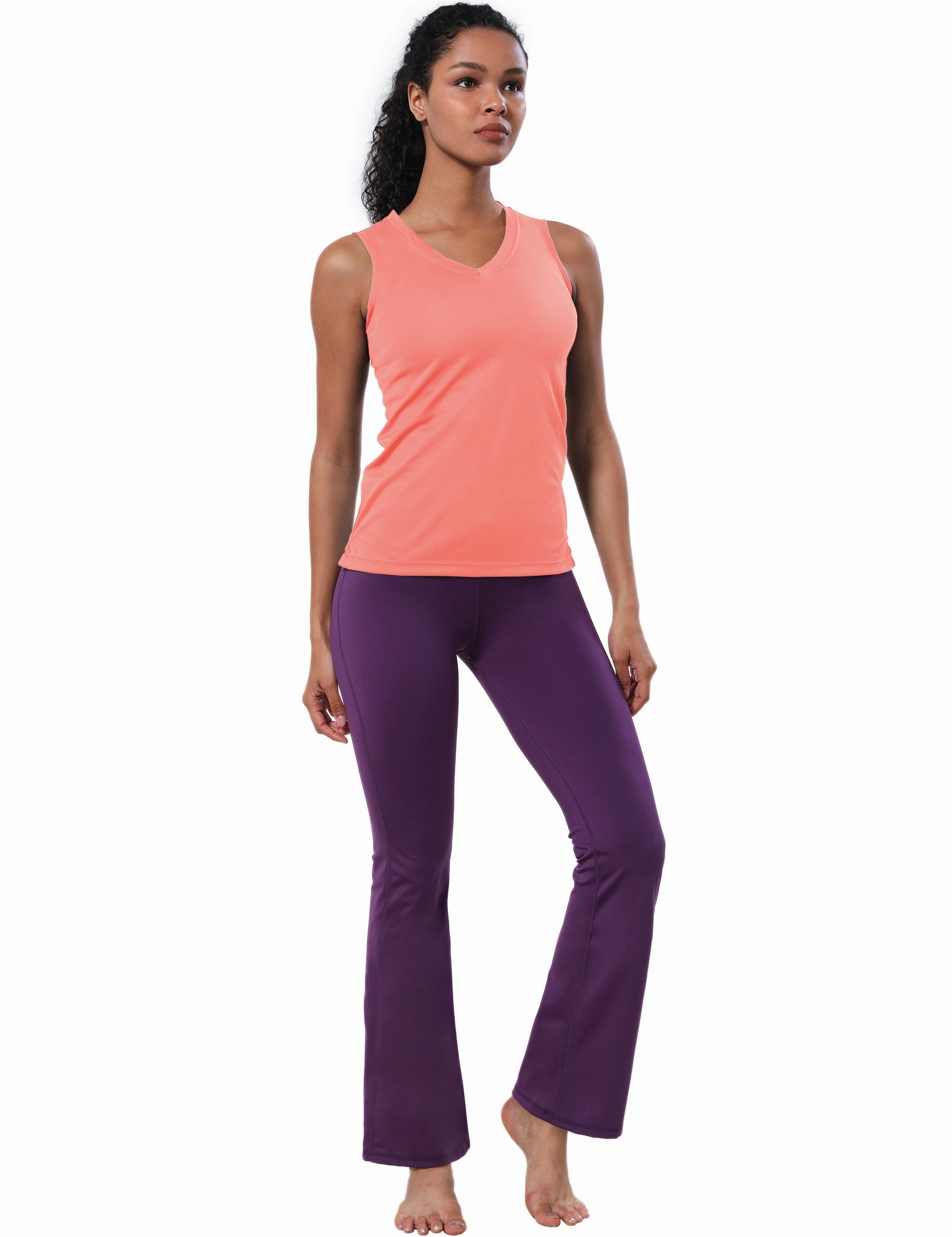 V Neck Sleeveless Athletic Shirts coral_Jogging