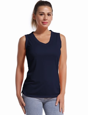 V Neck Sleeveless Athletic Shirts darknavy_Tall Size