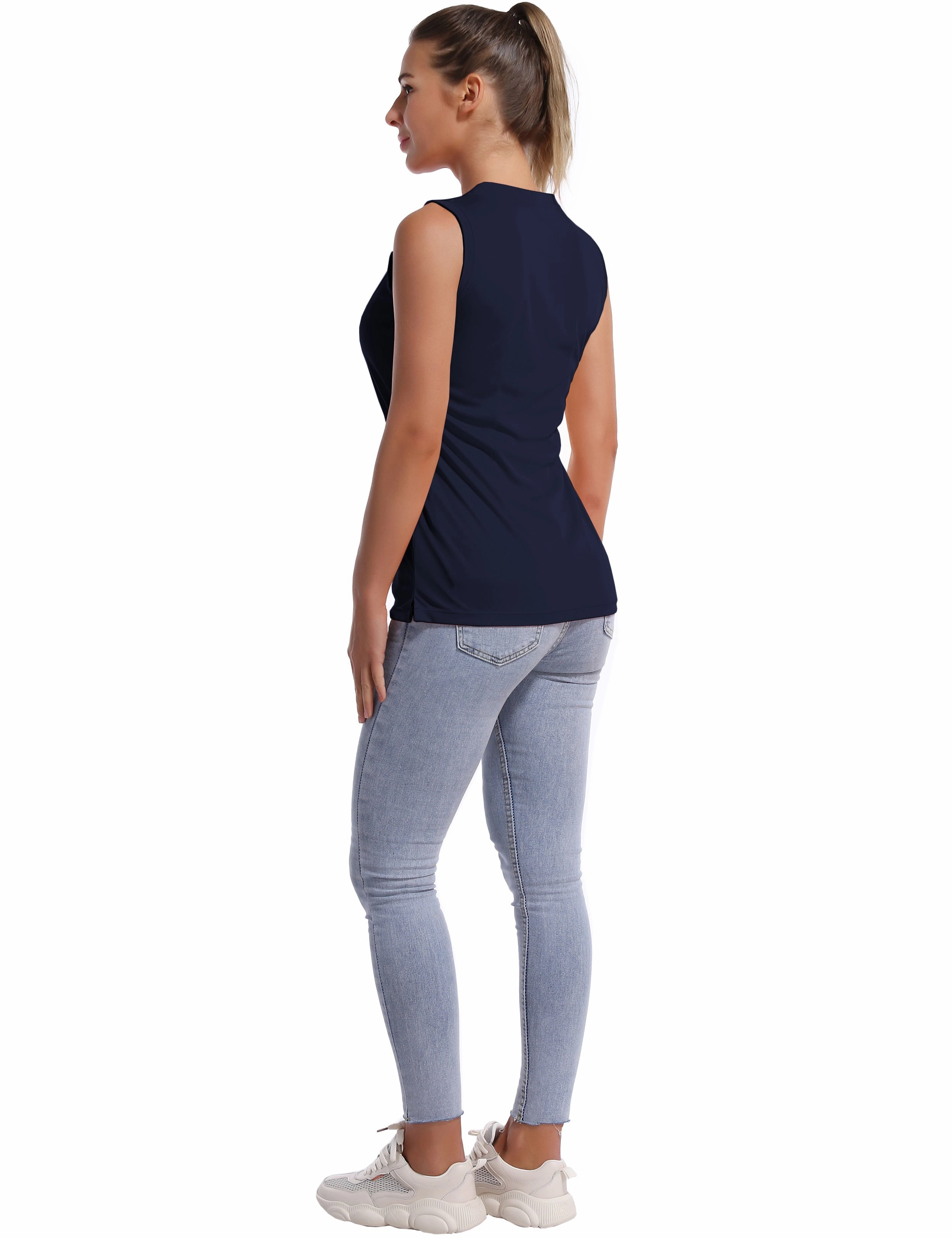 V Neck Sleeveless Athletic Shirts darknavy_Tall Size