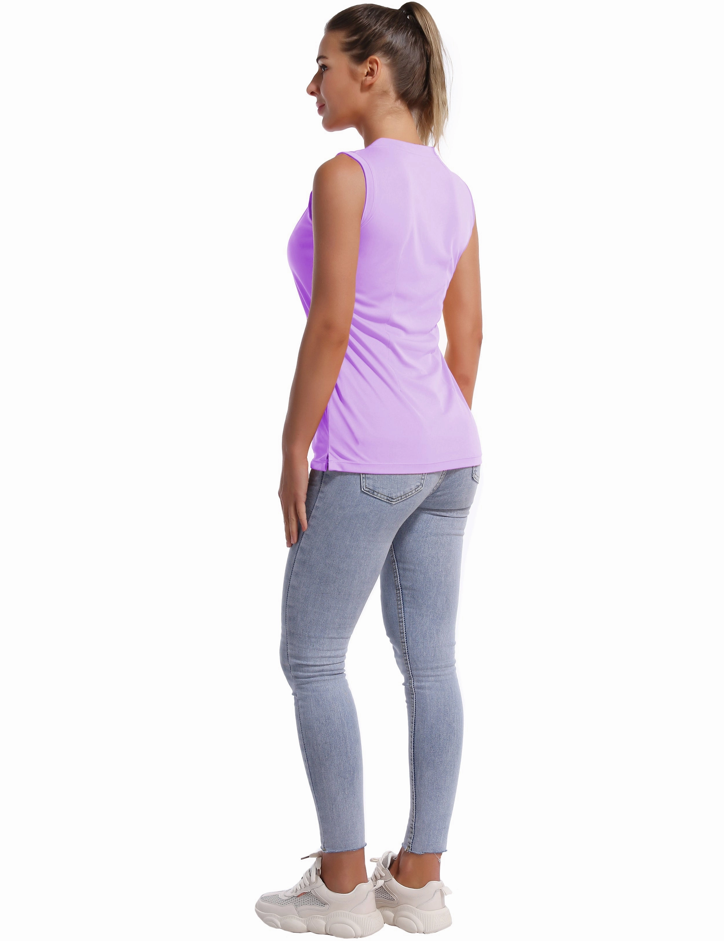V Neck Sleeveless Athletic Shirts purple_Tall Size