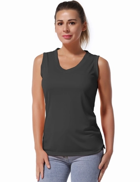 V Neck Sleeveless Athletic Shirts shadowcharcoal_Jogging