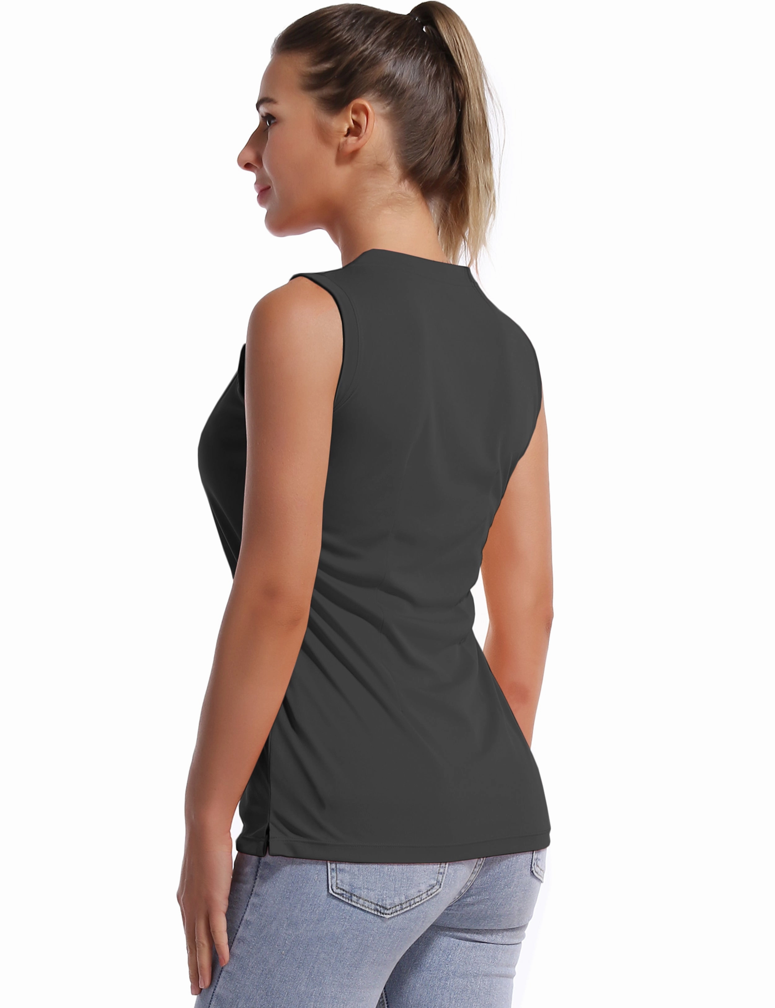 V Neck Sleeveless Athletic Shirts shadowcharcoal_Plus Size
