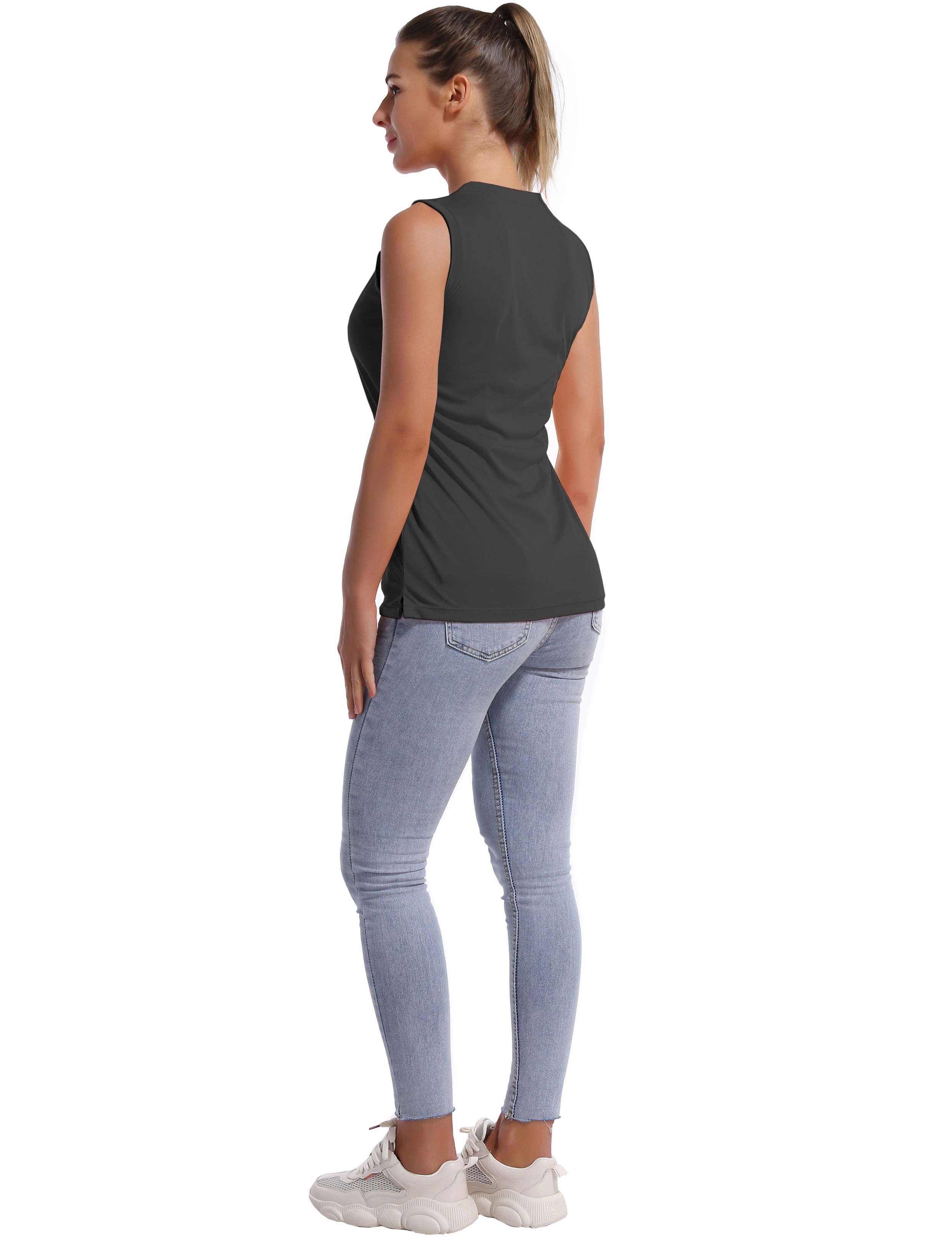 V Neck Sleeveless Athletic Shirts shadowcharcoal_Plus Size