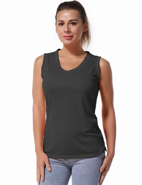 V Neck Sleeveless Athletic Shirts shadowcharcoal_Plus Size
