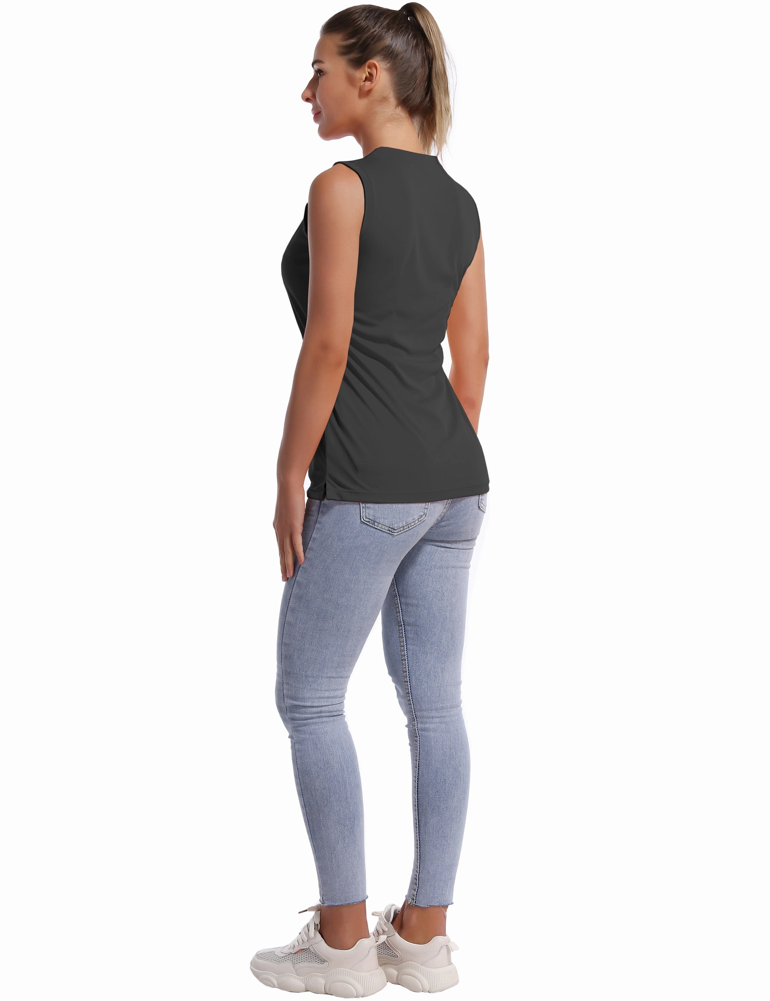 V Neck Sleeveless Athletic Shirts shadowcharcoal_Running