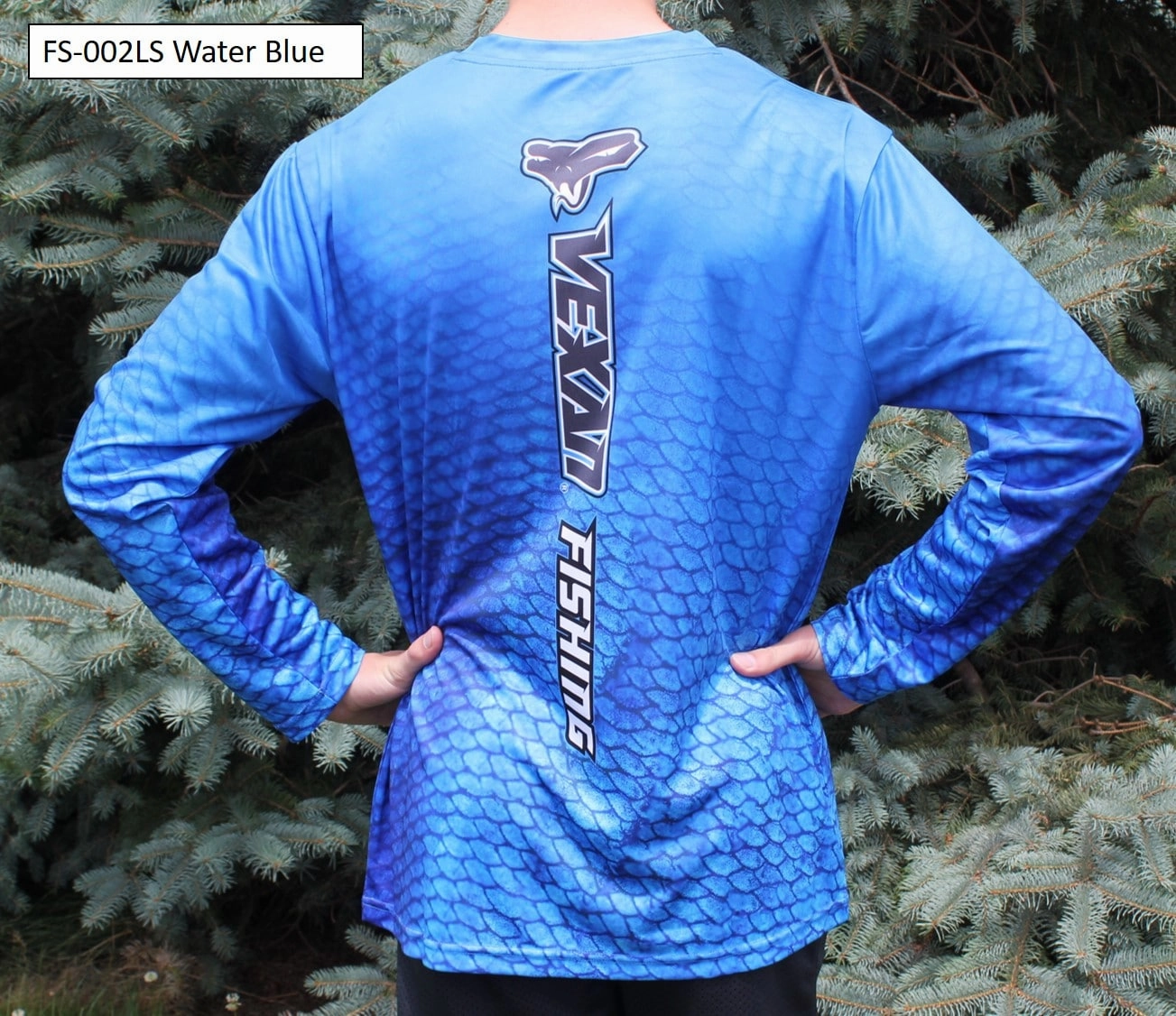 Vexan Fishing Long Sleeve T-Shirt Blue Scales Pattern