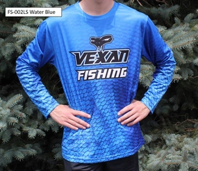 Vexan Fishing Long Sleeve T-Shirt Blue Scales Pattern