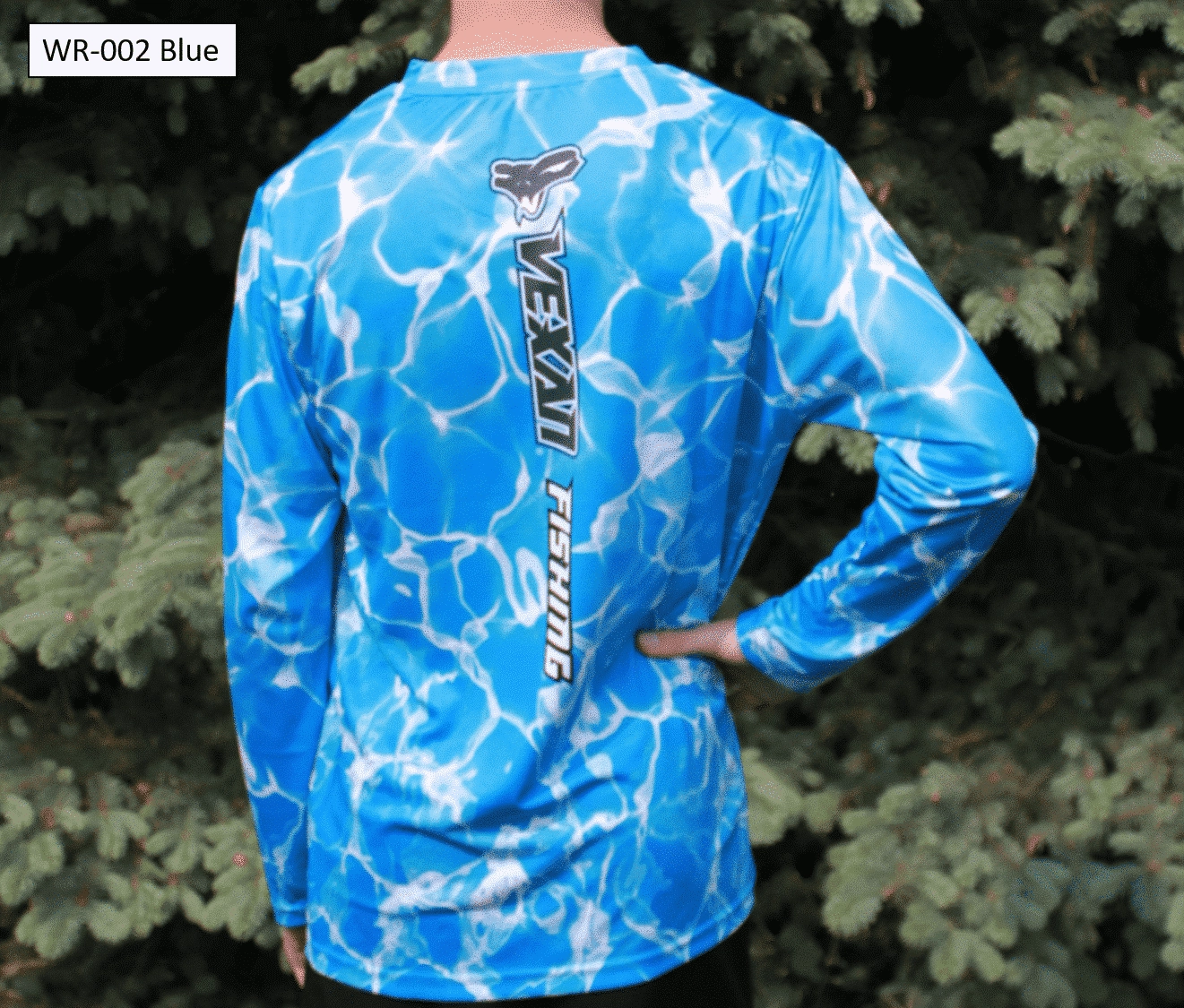 Vexan Fishing Long Sleeve T-Shirt Blue Water Pattern