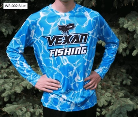 Vexan Fishing Long Sleeve T-Shirt Blue Water Pattern