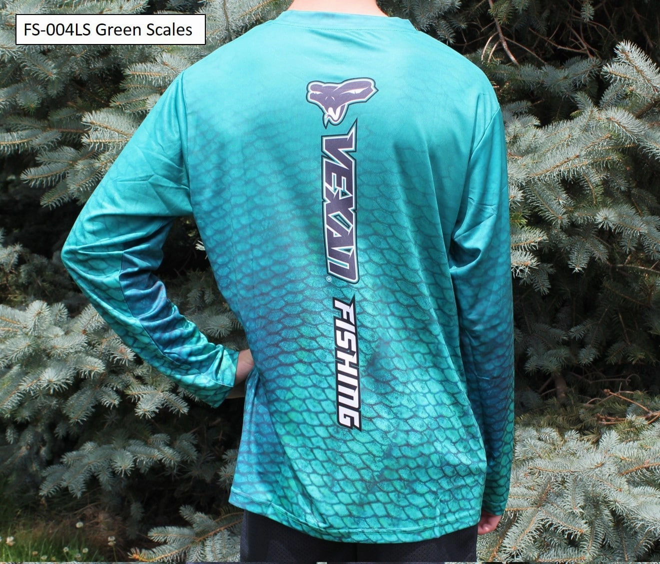 Vexan Fishing Long Sleeve T-Shirt Green Scales Pattern