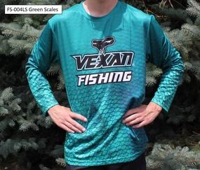 Vexan Fishing Long Sleeve T-Shirt Green Scales Pattern