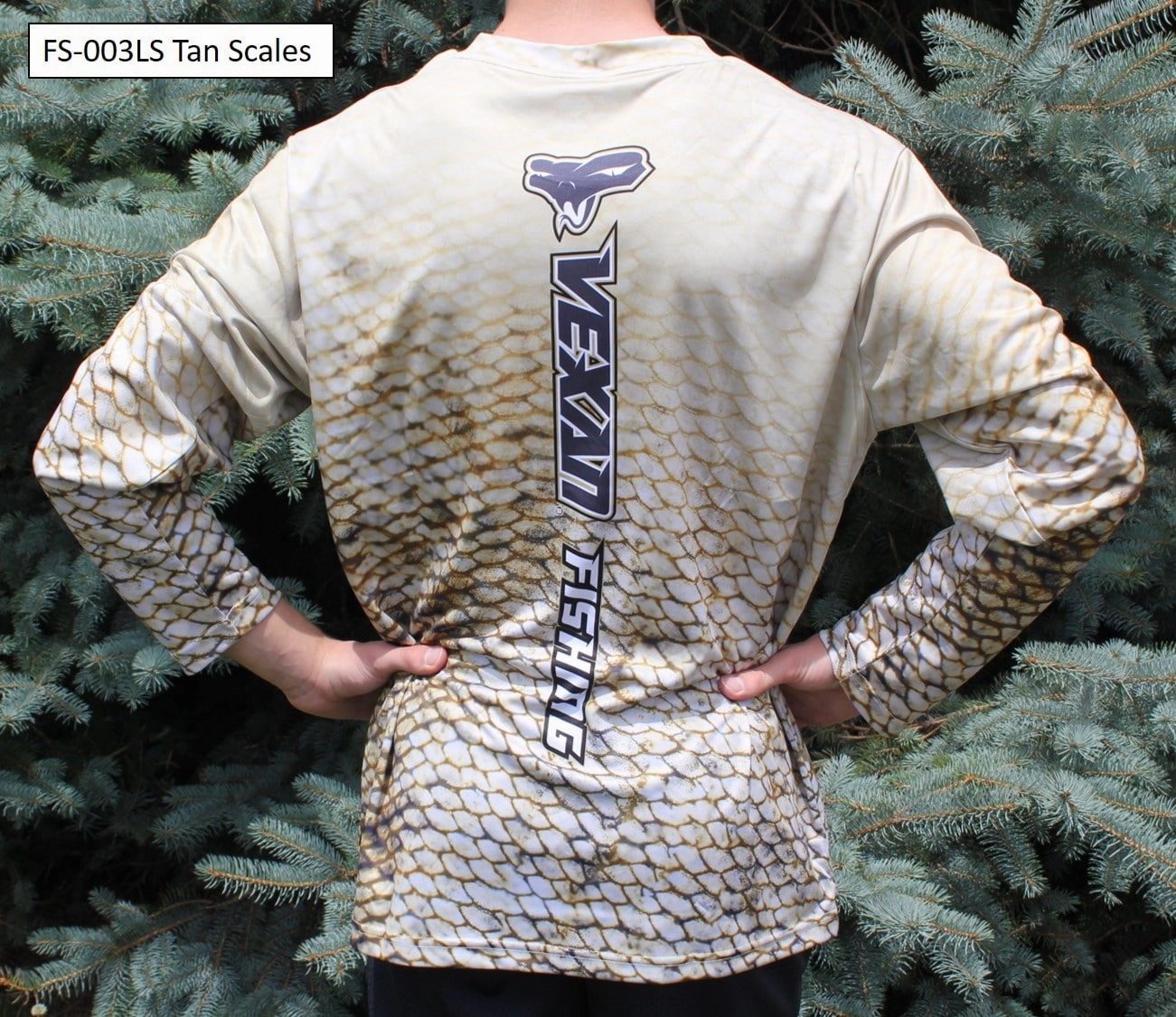Vexan Fishing Long Sleeve T-Shirt Tan Scales Pattern