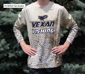Vexan Fishing Long Sleeve T-Shirt Tan Scales Pattern